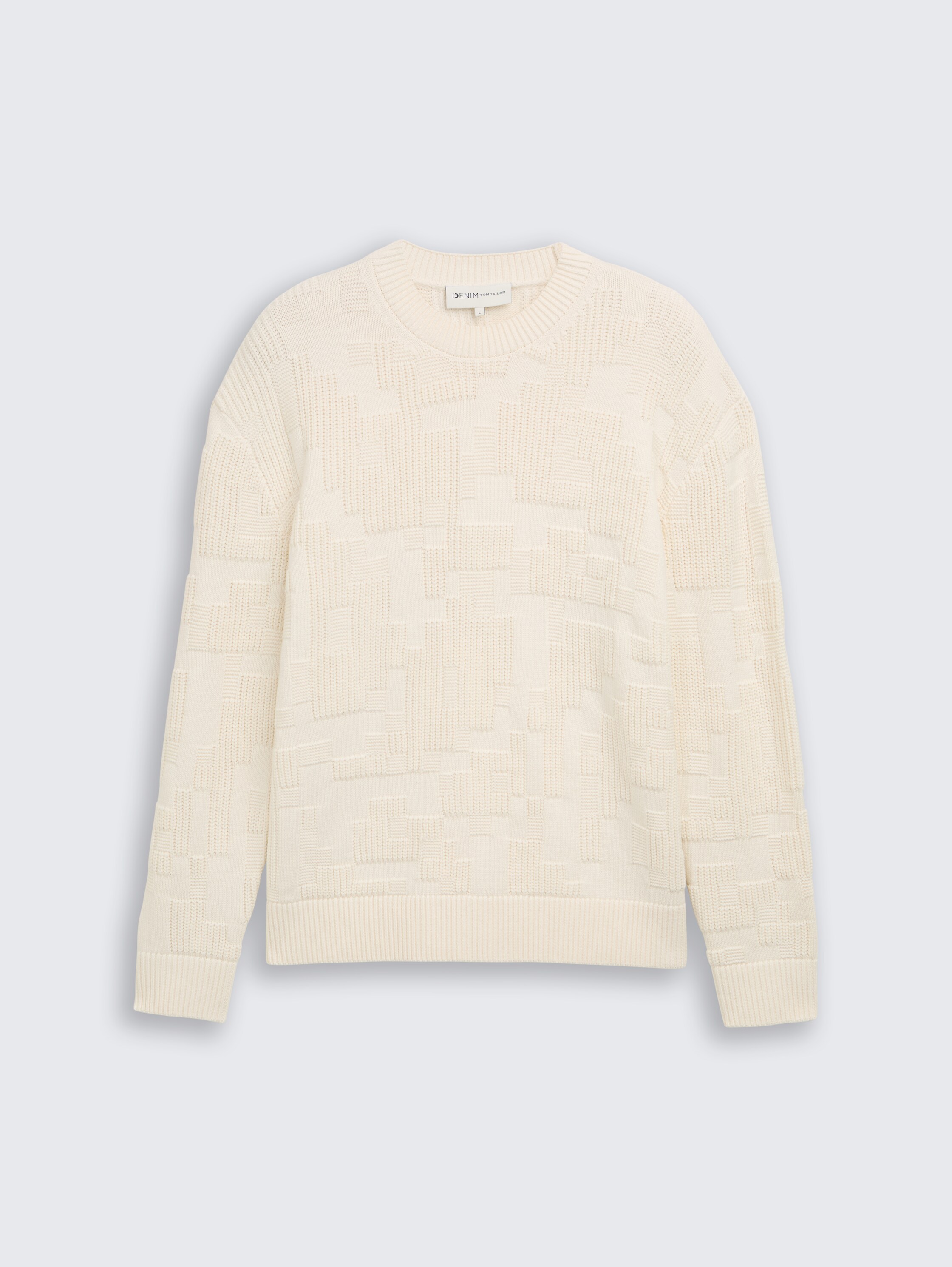 Loose fit knitted jumper with pattern - Gardenia White