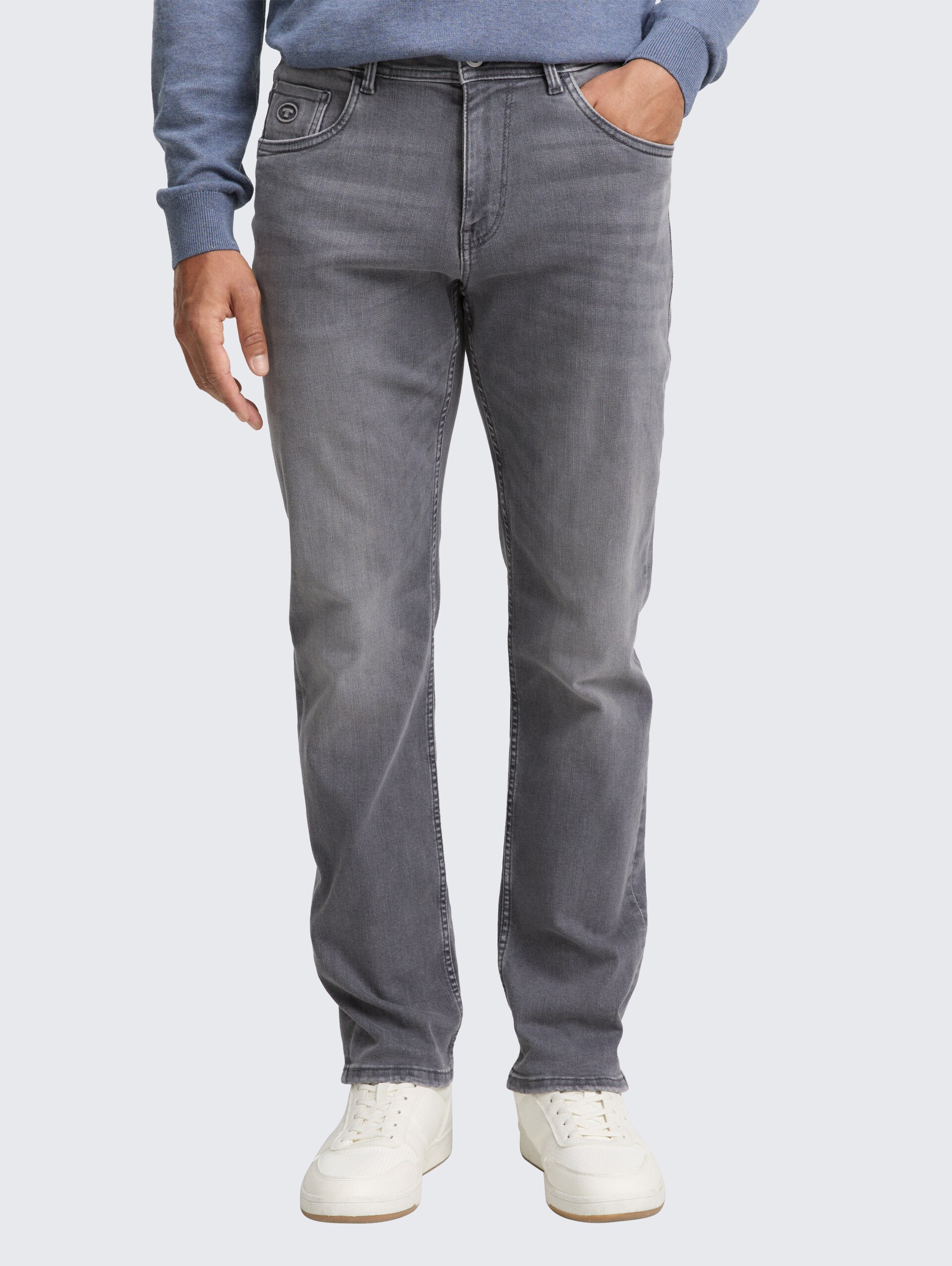 TTJOSH REGULAR SLIM Jeans mit Stretch - grey denim - Ausschnitt Model-Vorderansicht