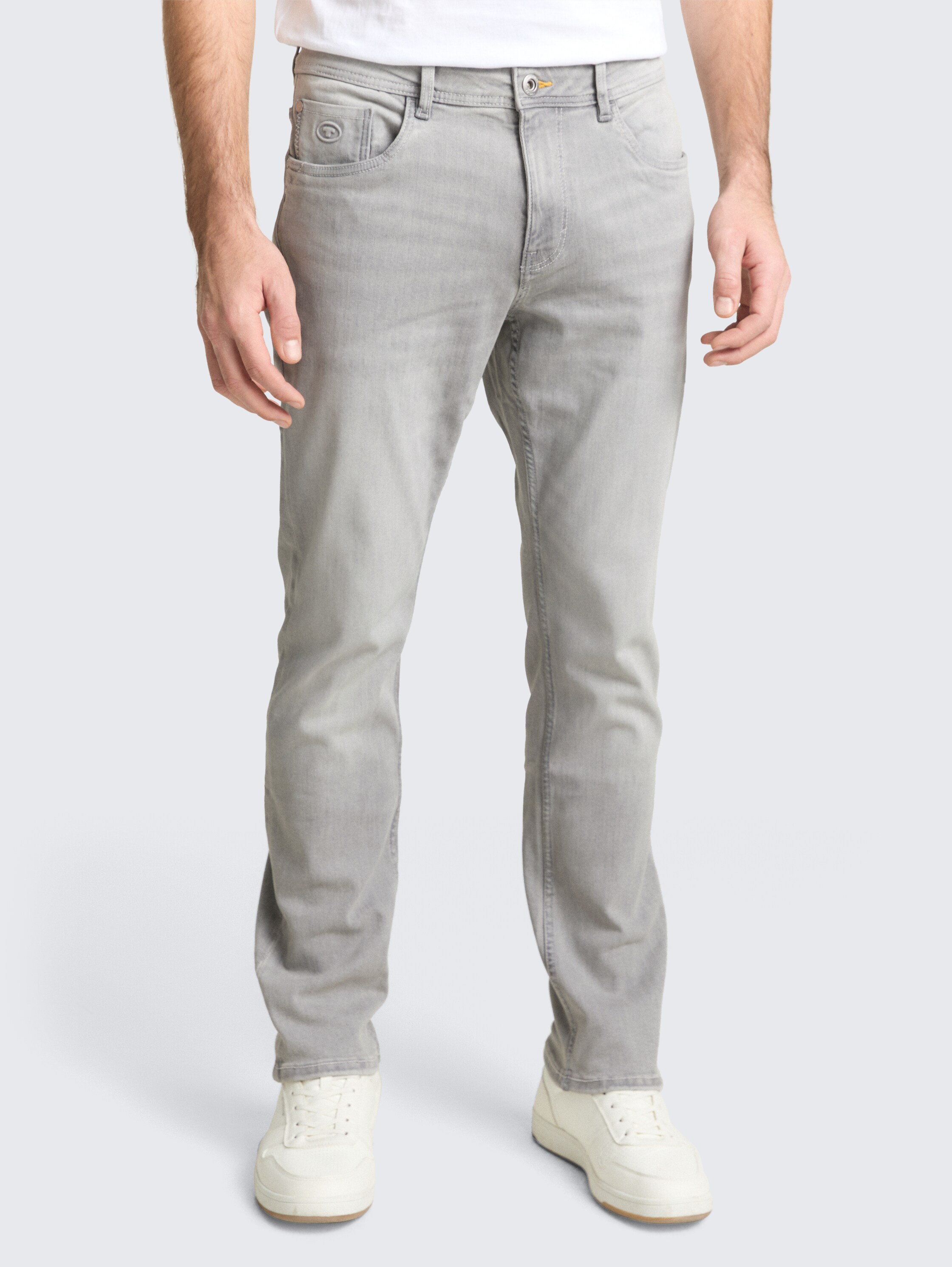 TTJOSH REGULAR SLIM Jeans mit Stretch - used light stone grey denim - Ausschnitt Model-Vorderansicht