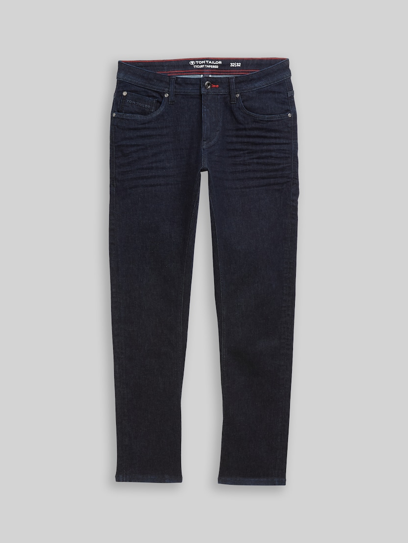 TTCURT TAPERED jeans met stretch door Men, Rinsed Blue Denim