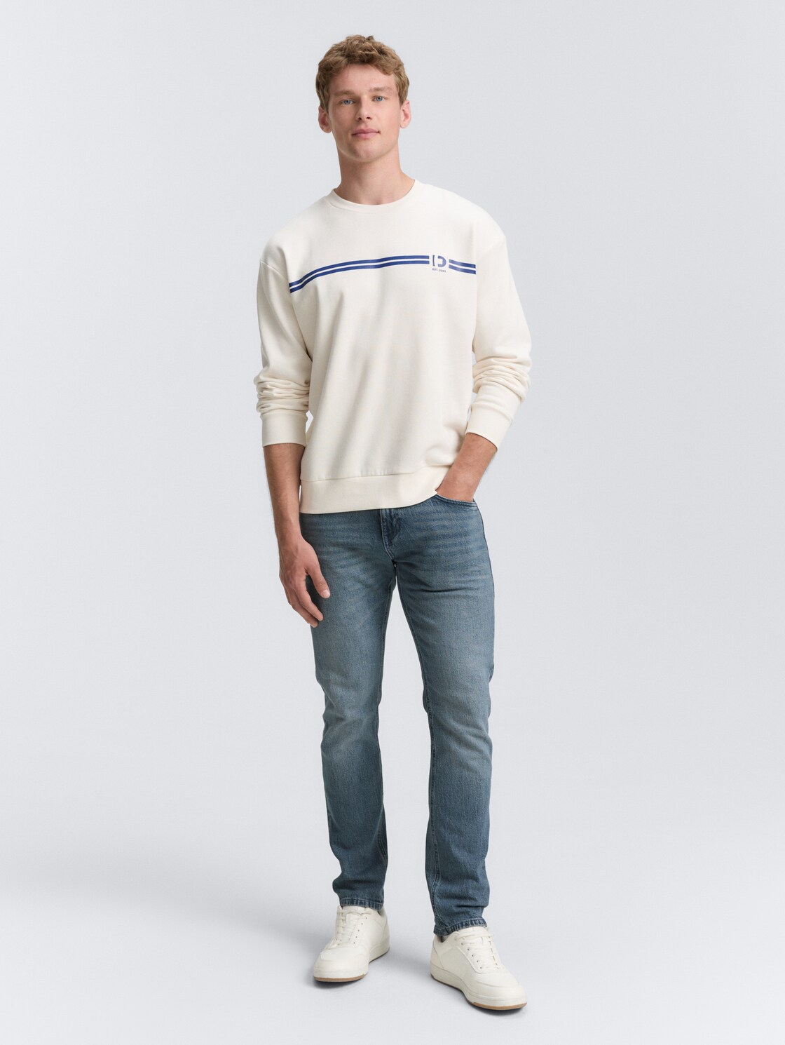 TTPIERS SLIM Jeans - mid stone blue grey denim - Model-Vorderansicht