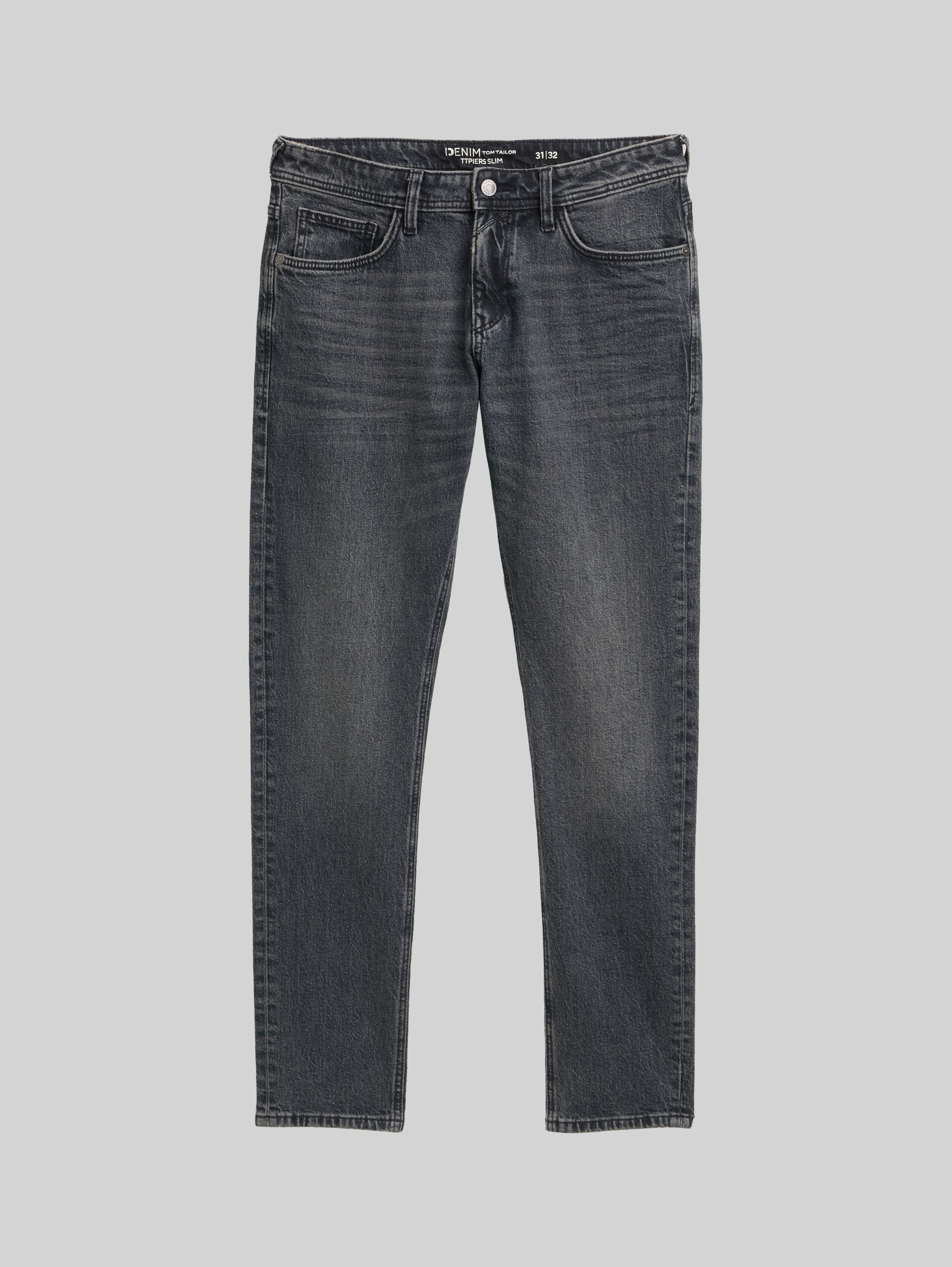 TTPIERS SLIM Jeans - used dark stone grey denim - Vorder-Produkt-Ansicht