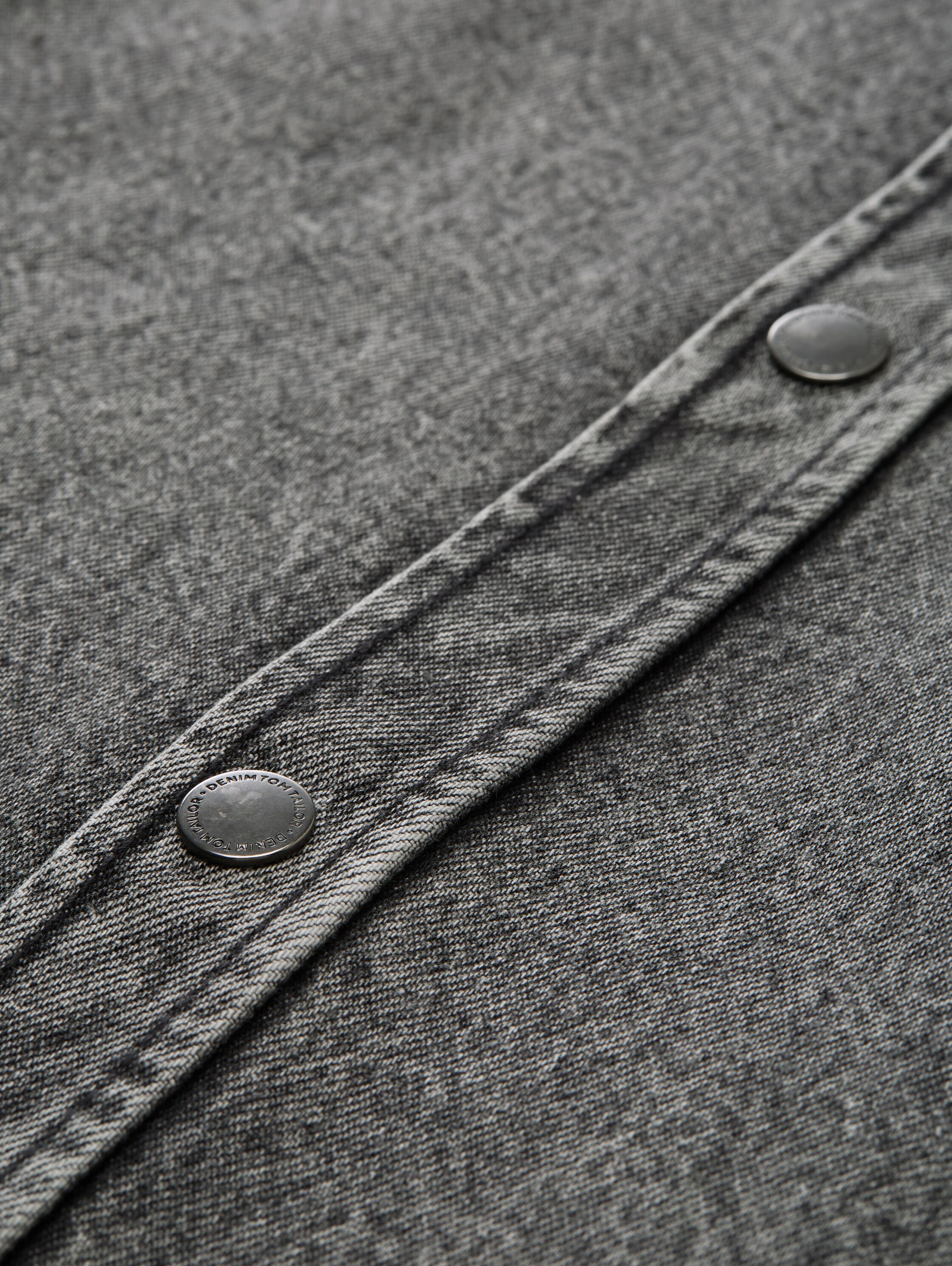 Overshirt denim shirt with breast pocket - used_mid_stone_grey_denim - 