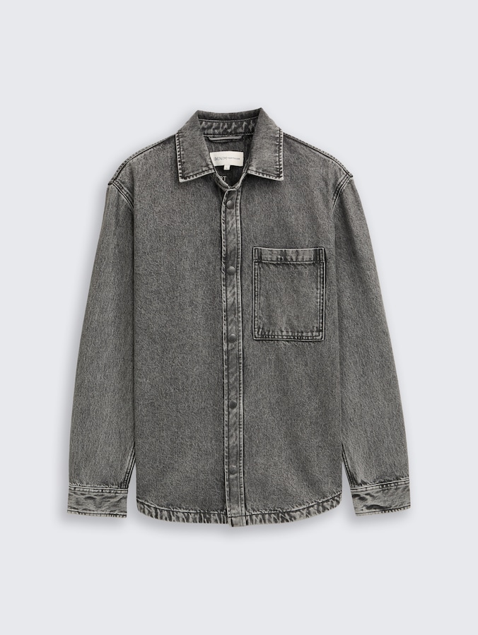 Survêtement Chemise en jean avec poche poitrine par Denim Male, used mid stone grey denim