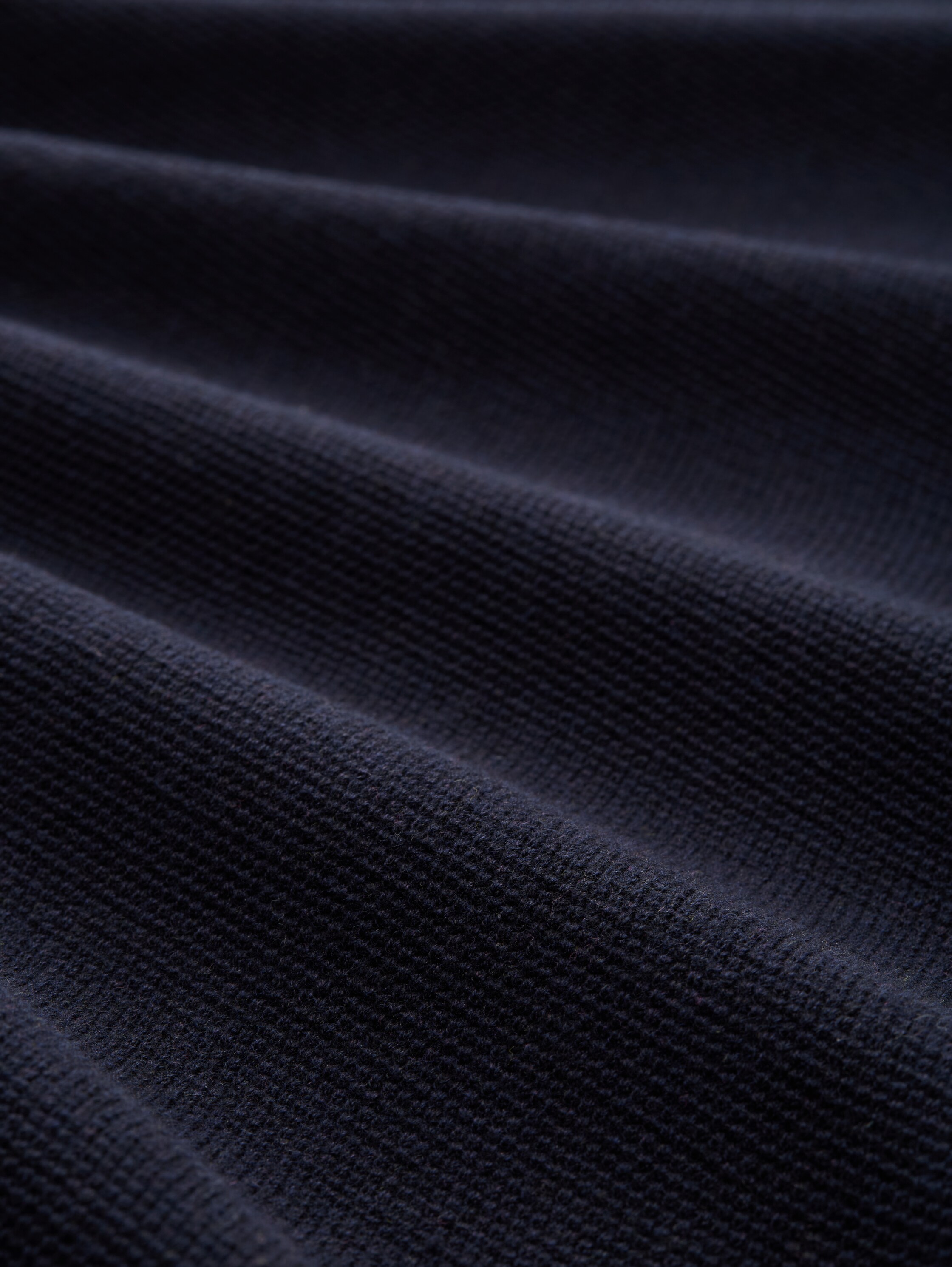 Strickpullover mit V-Ausschnitt aus Bio-Baumwolle - Knitted Navy Melange - Material-Ansicht