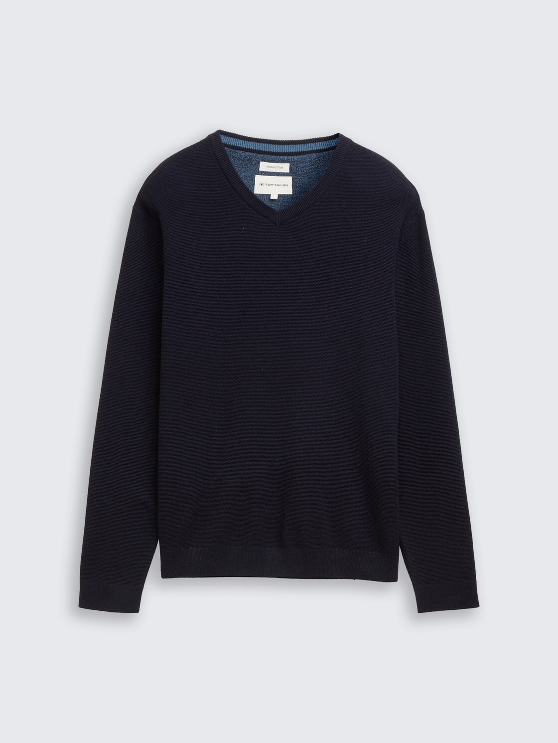 Strickpullover mit V-Ausschnitt aus Bio-Baumwolle - Knitted Navy Melange