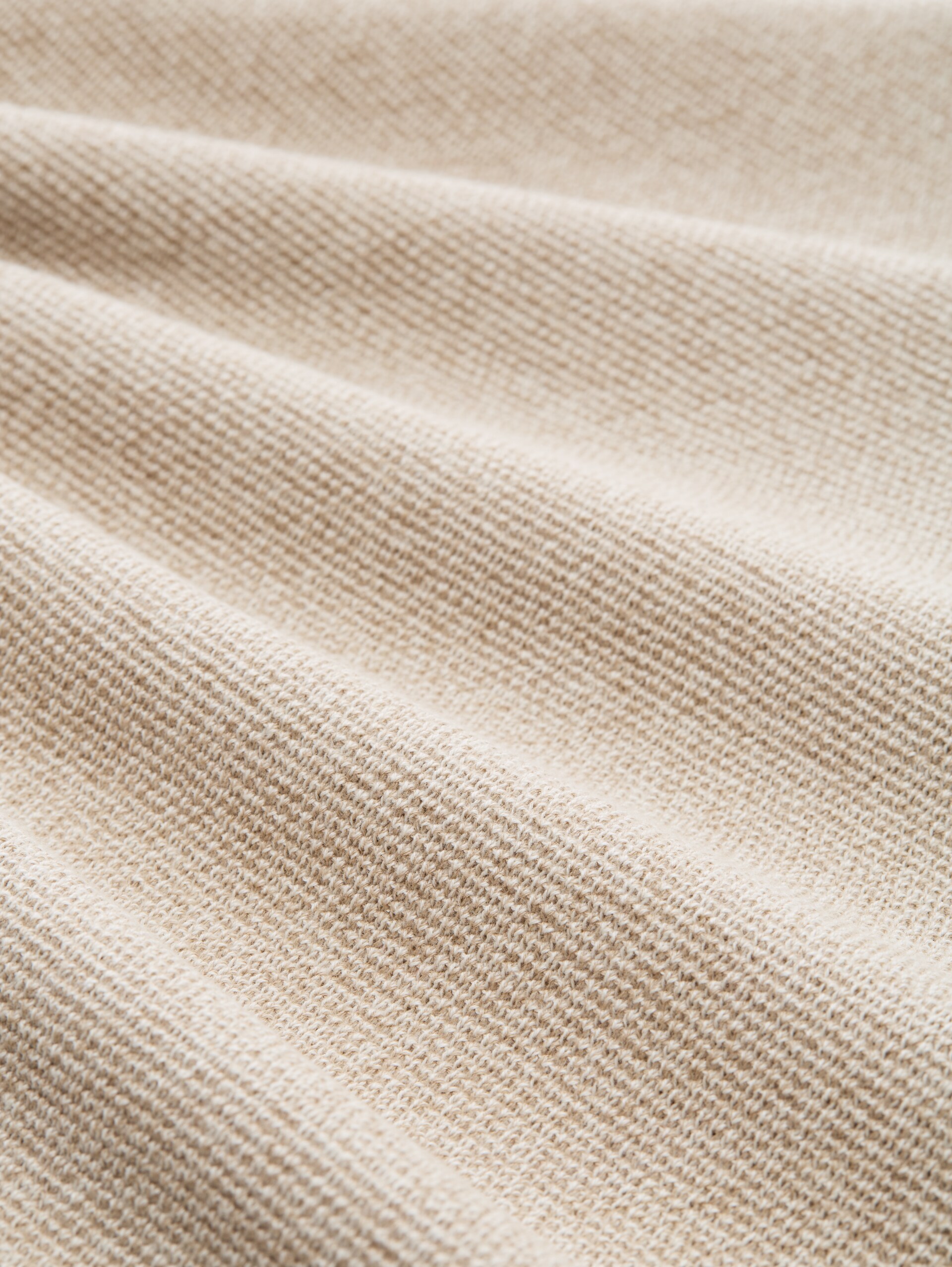 Knitted jumper with V-neck made from organic cotton - beige offwhite twotone - Material view