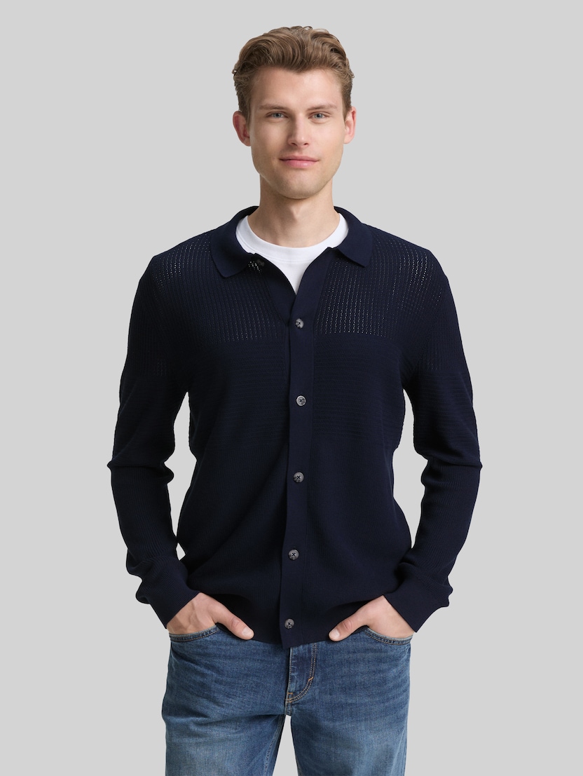 Strickjacke mit Knopfleiste von Men, sky captain blue