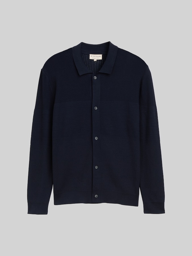 Strickjacke mit Knopfleiste von Men, sky captain blue