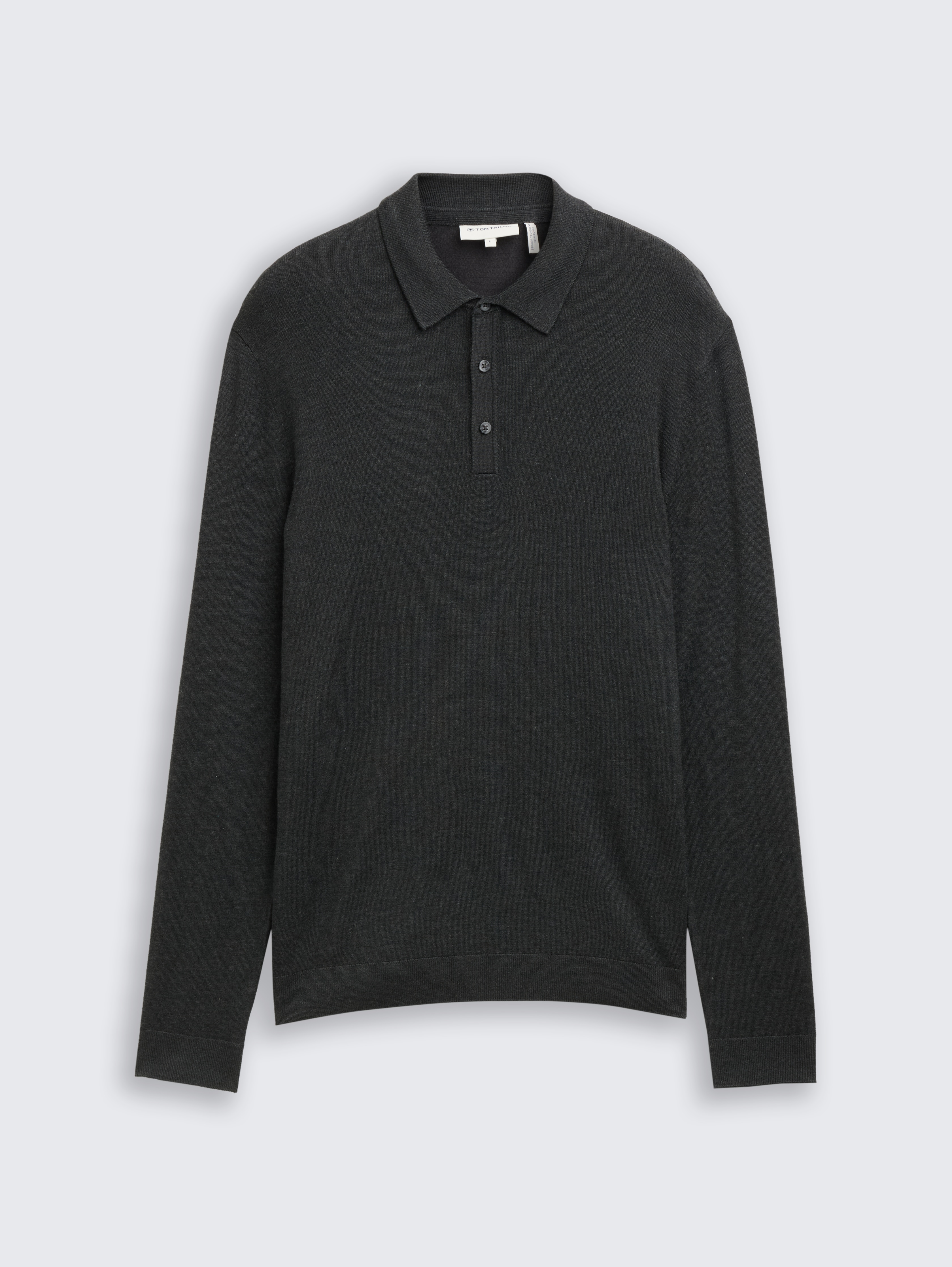 Strick-Poloshirt aus Viskose von Men, Black Grey Melange