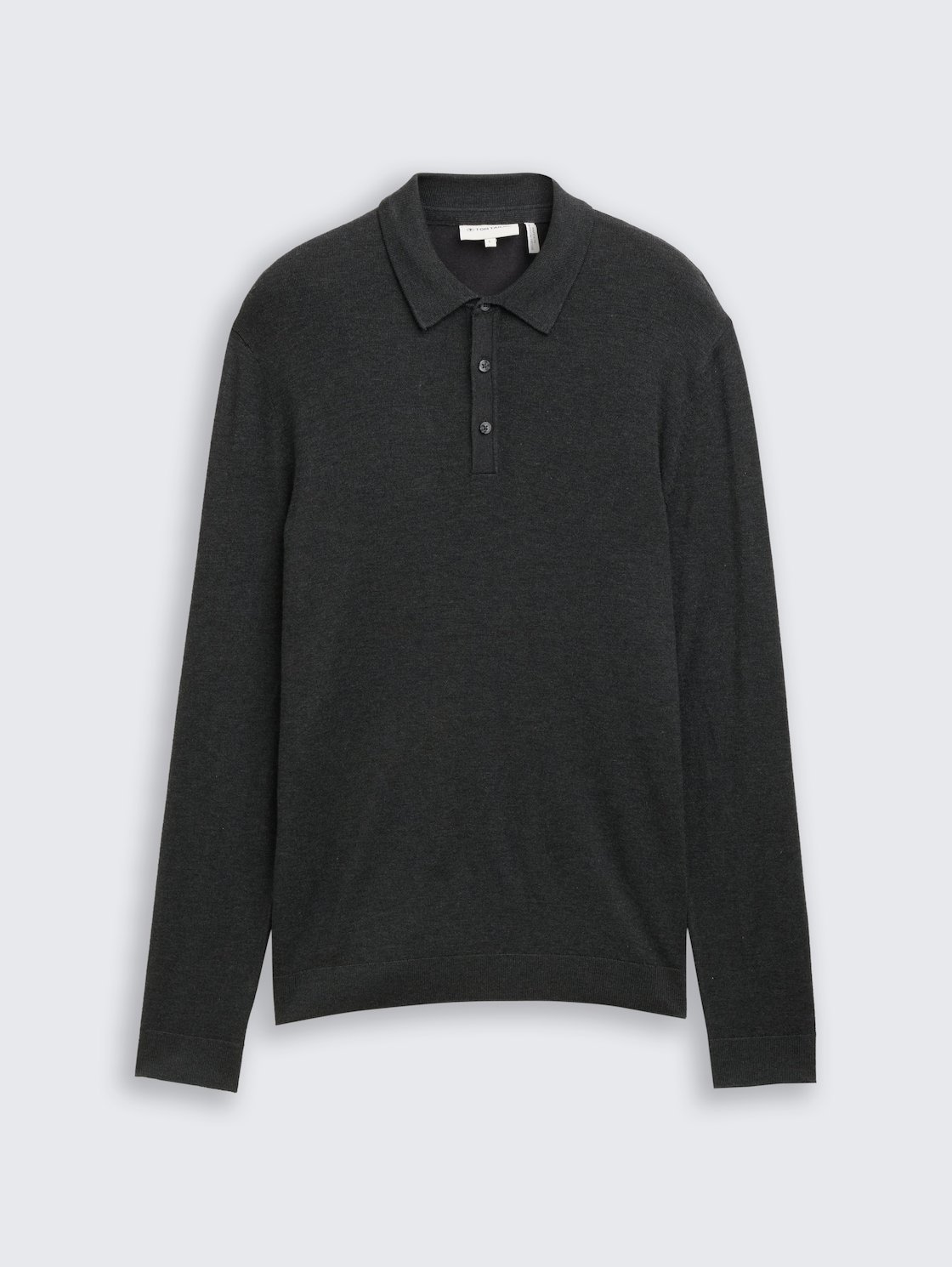 Strick-Poloshirt aus Viskose - Black Grey Melange