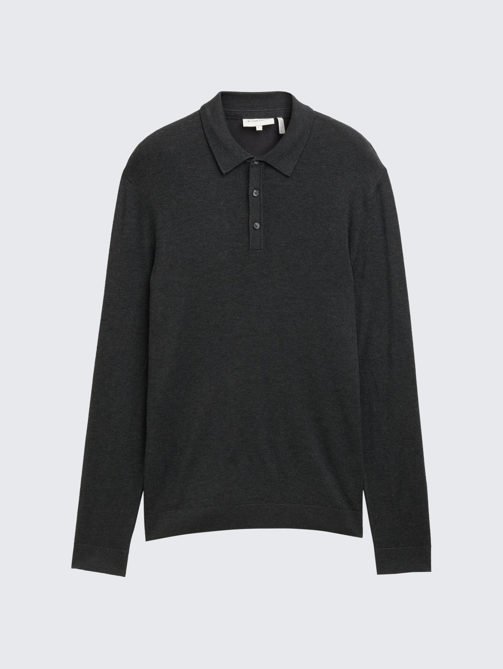 Strick-Poloshirt aus Viskose - Black Grey Melange