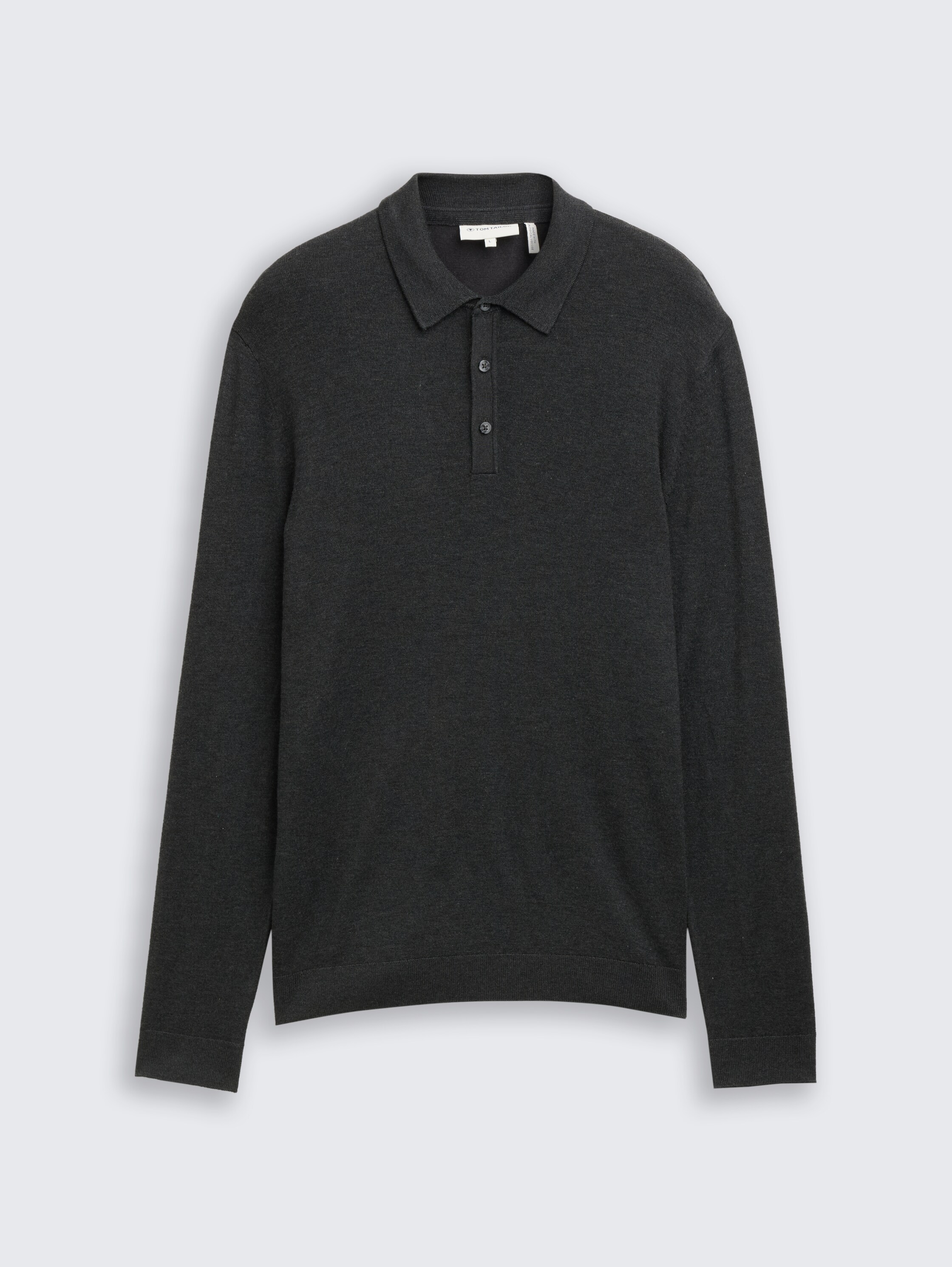 Strick-Poloshirt aus Viskose - Black Grey Melange