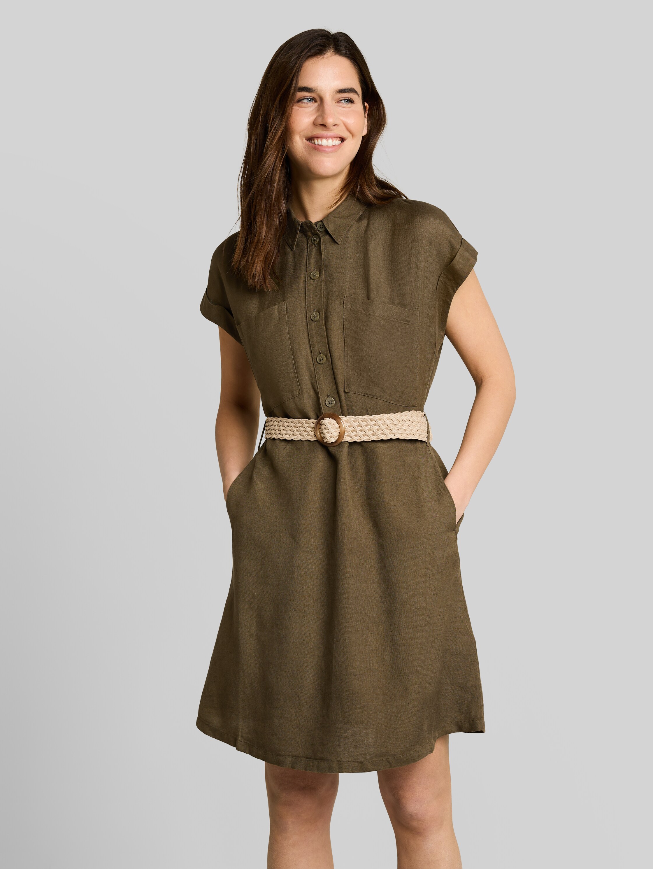 Bluza obleka iz lanene mešanice - Image 1