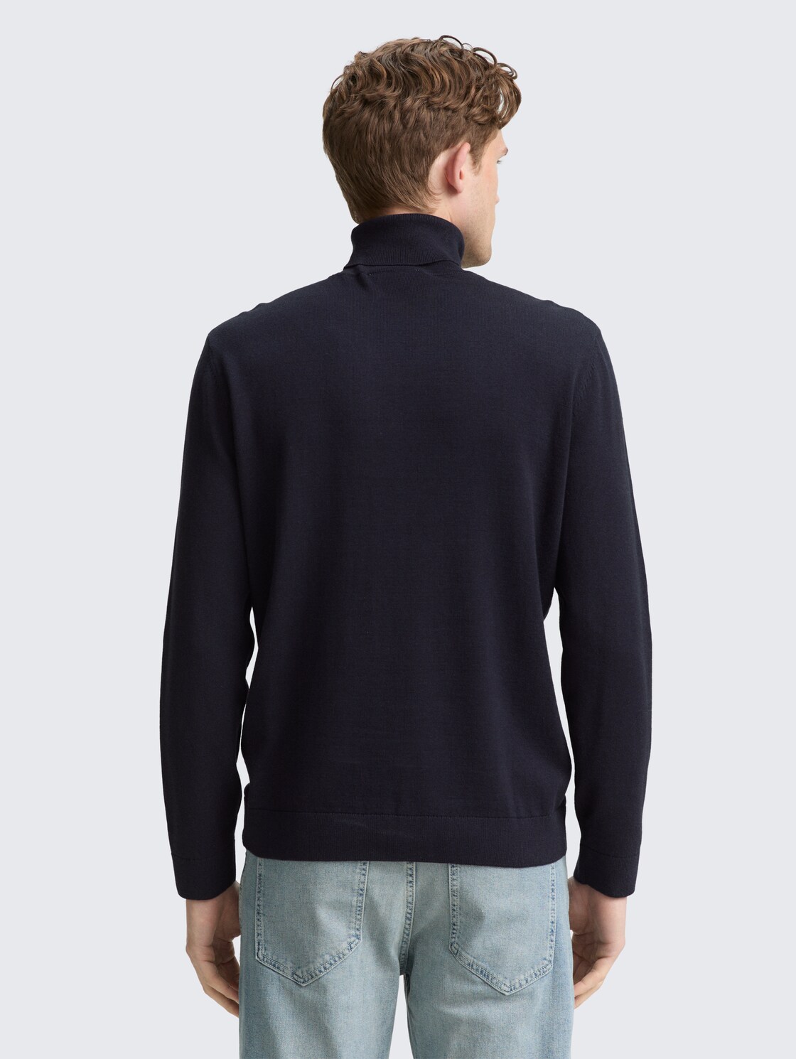 Rollkragenpullover aus Baumwolle - Knitted Navy Melange