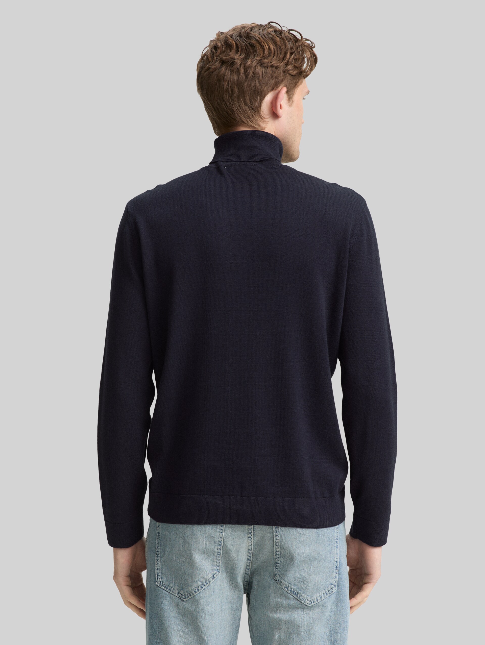 Rollkragenpullover aus Baumwolle - Knitted Navy Melange