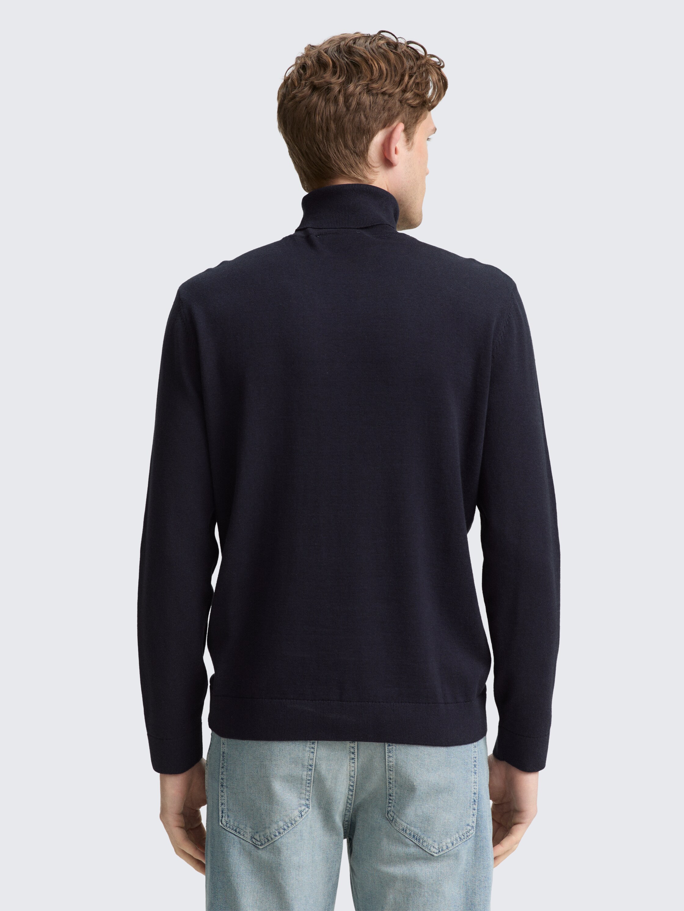 Rollkragenpullover aus Baumwolle - Knitted Navy Melange