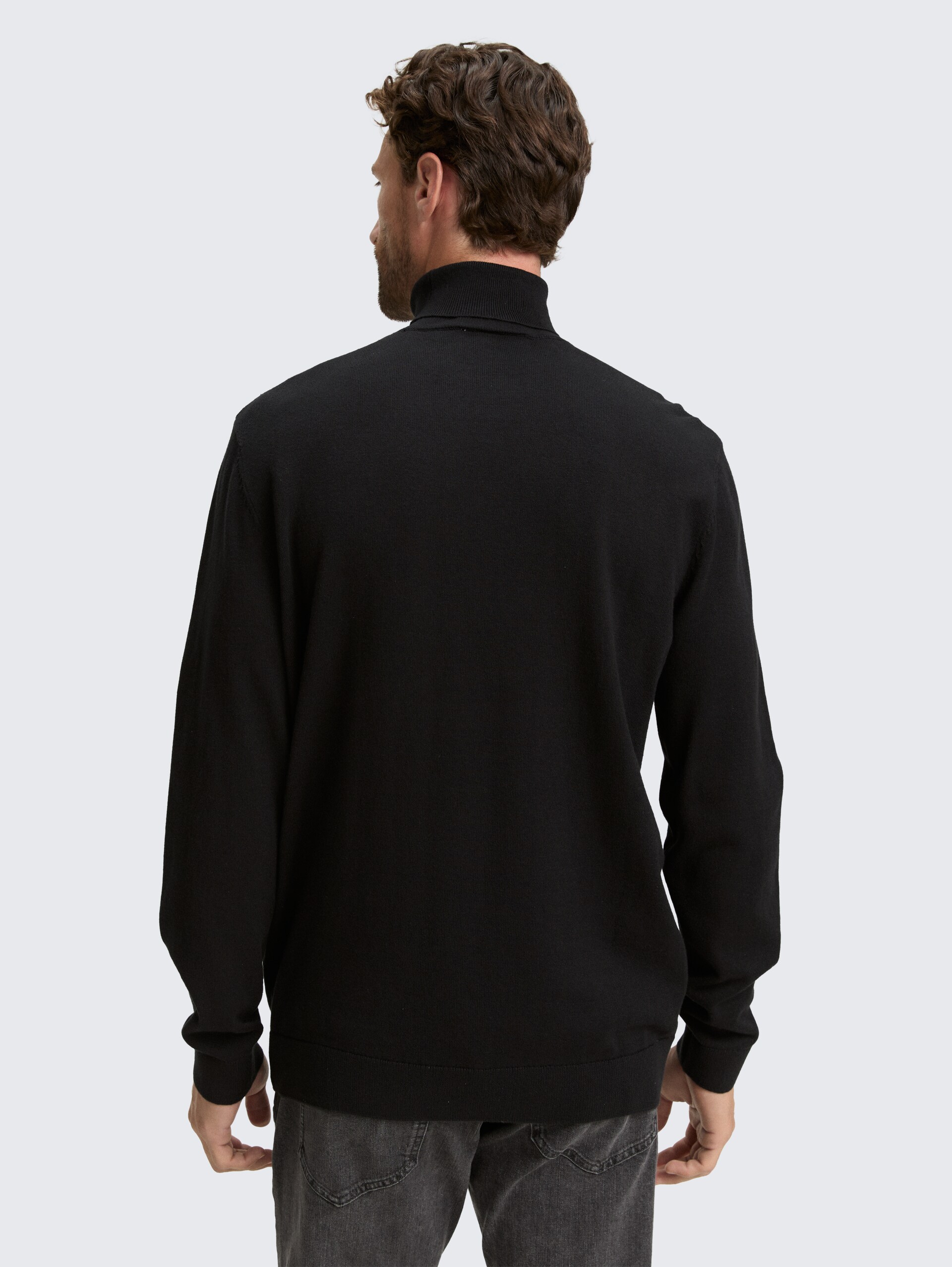 Rollkragenpullover aus Baumwolle - Black