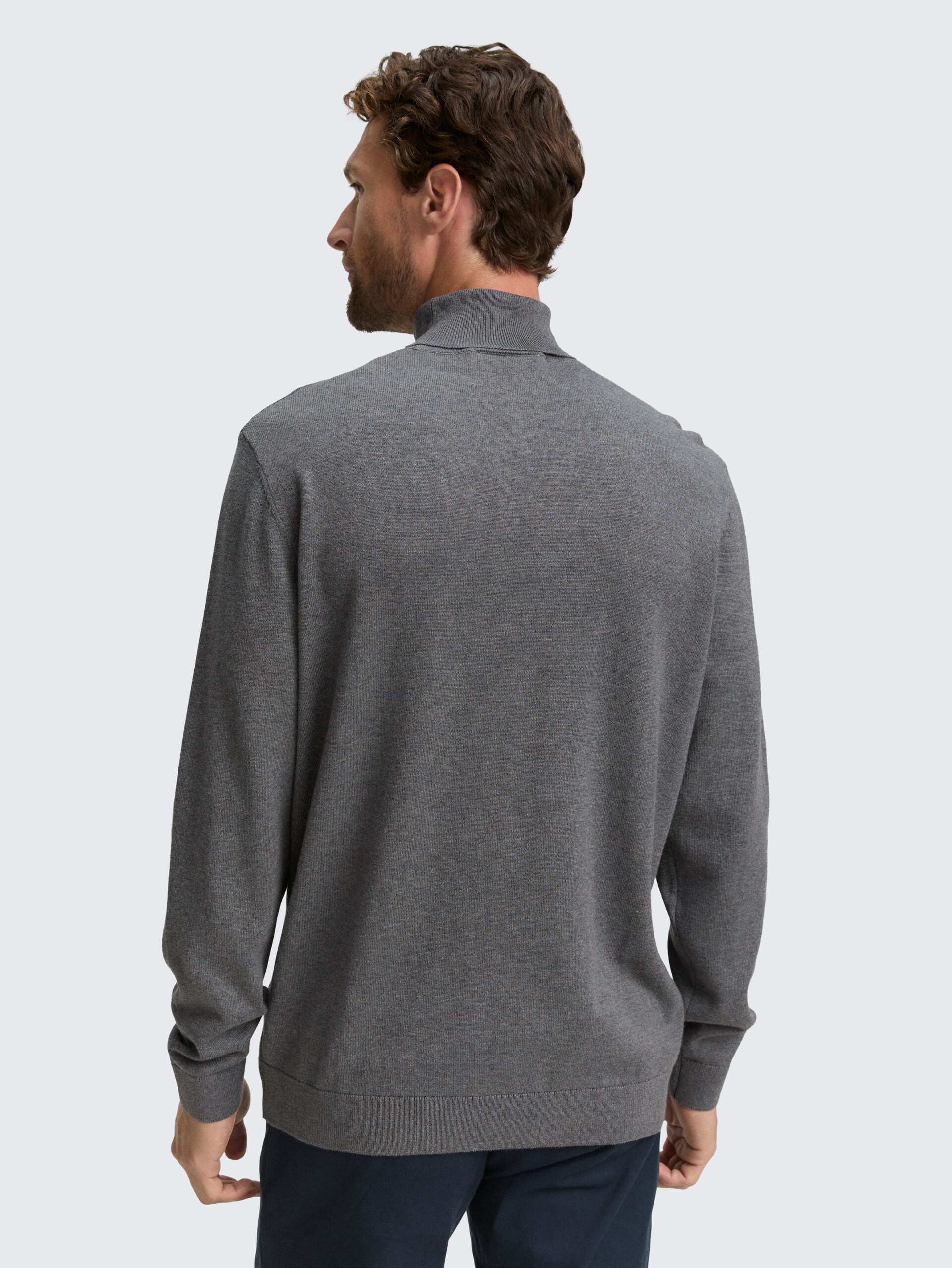 Rollkragenpullover aus Baumwolle - classic dark grey melange