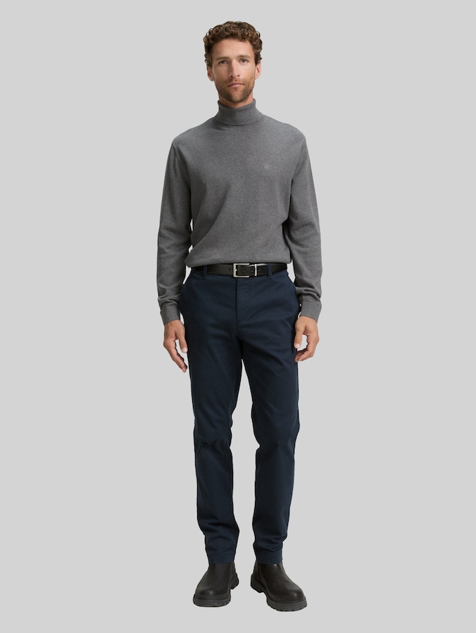 Rollkragenpullover aus Baumwolle von Men, classic dark grey melange
