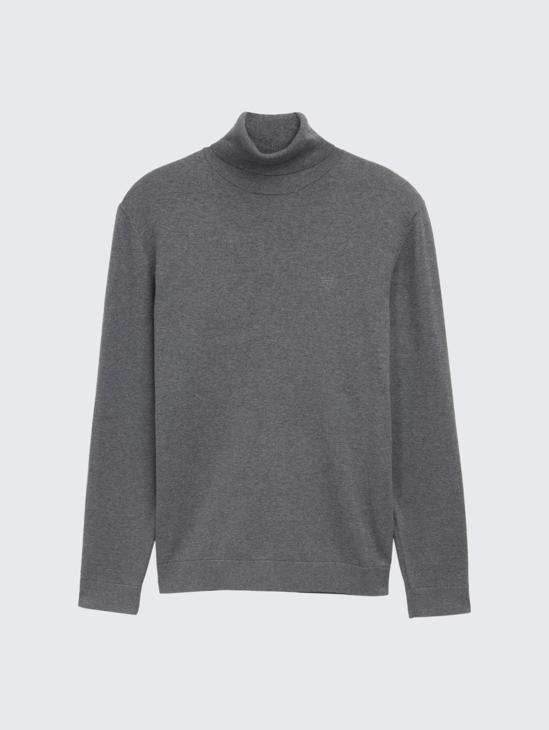Rollkragenpullover aus Baumwolle - classic dark grey melange