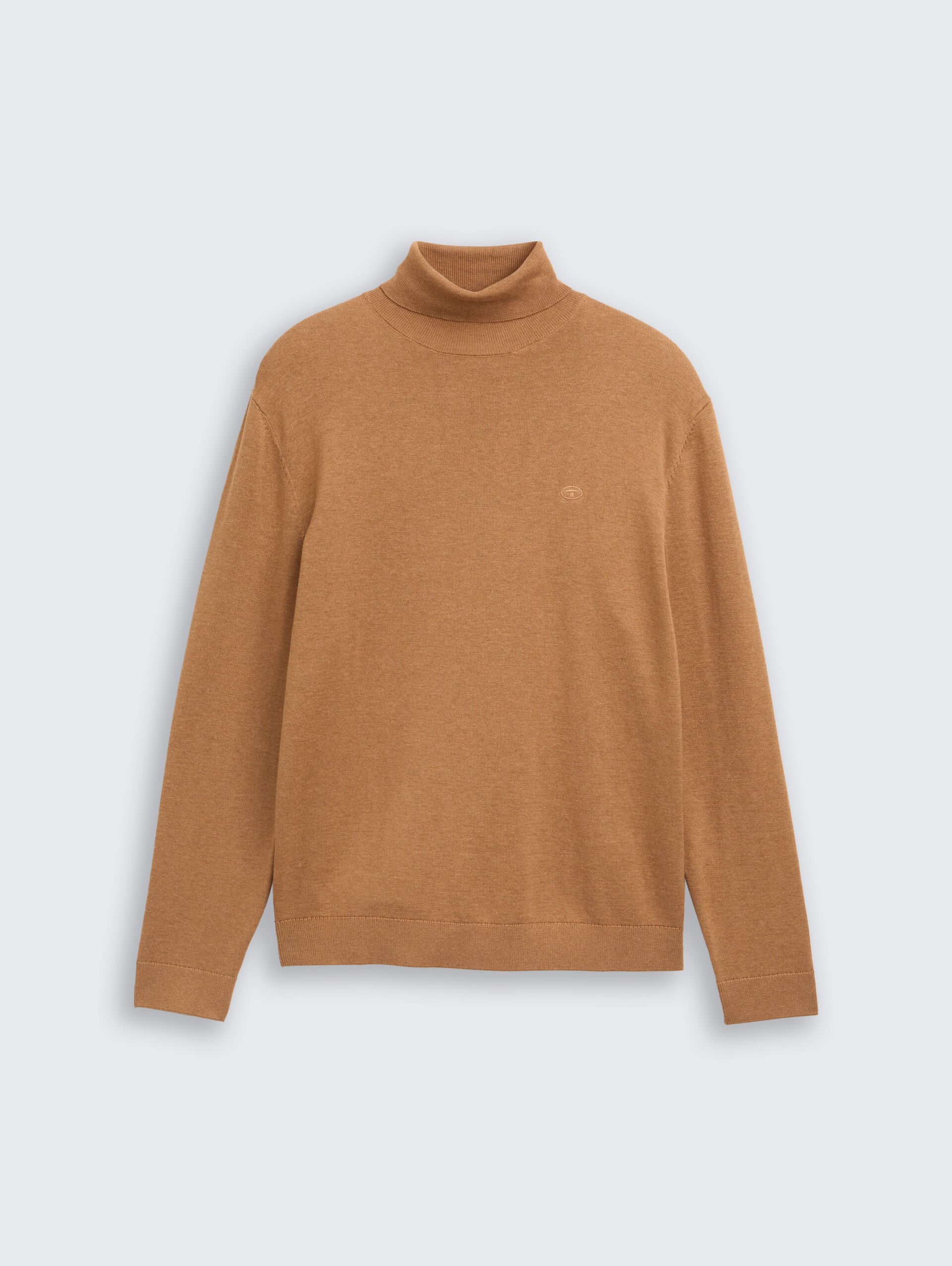 Rollkragenpullover aus Baumwolle - mid brown melange