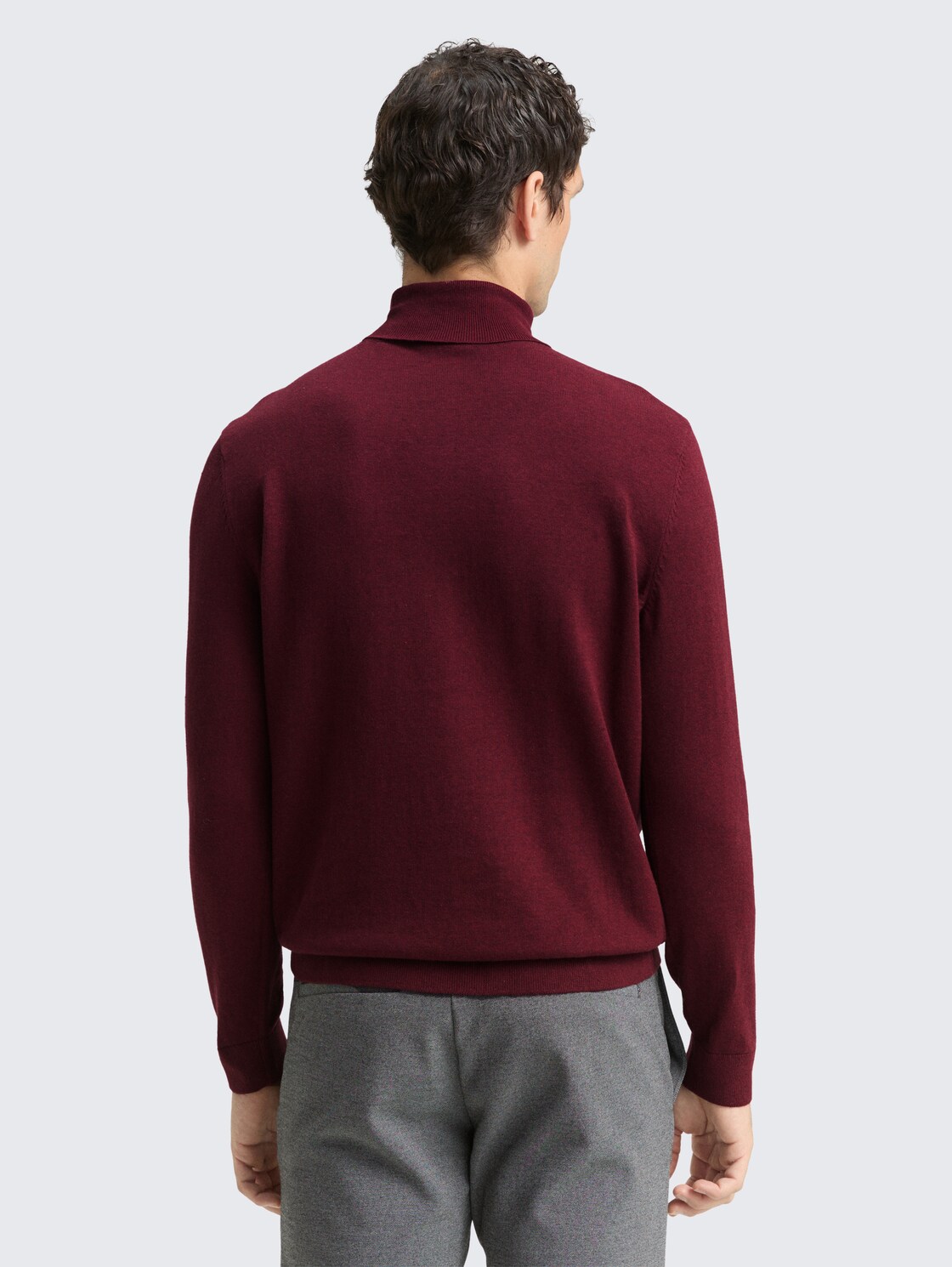 Rollkragenpullover aus Baumwolle - bordeaux melange