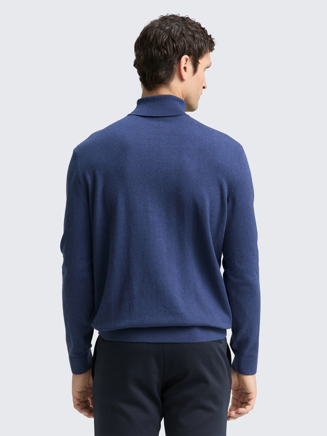 Rollkragenpullover aus Baumwolle - ocean blue melange