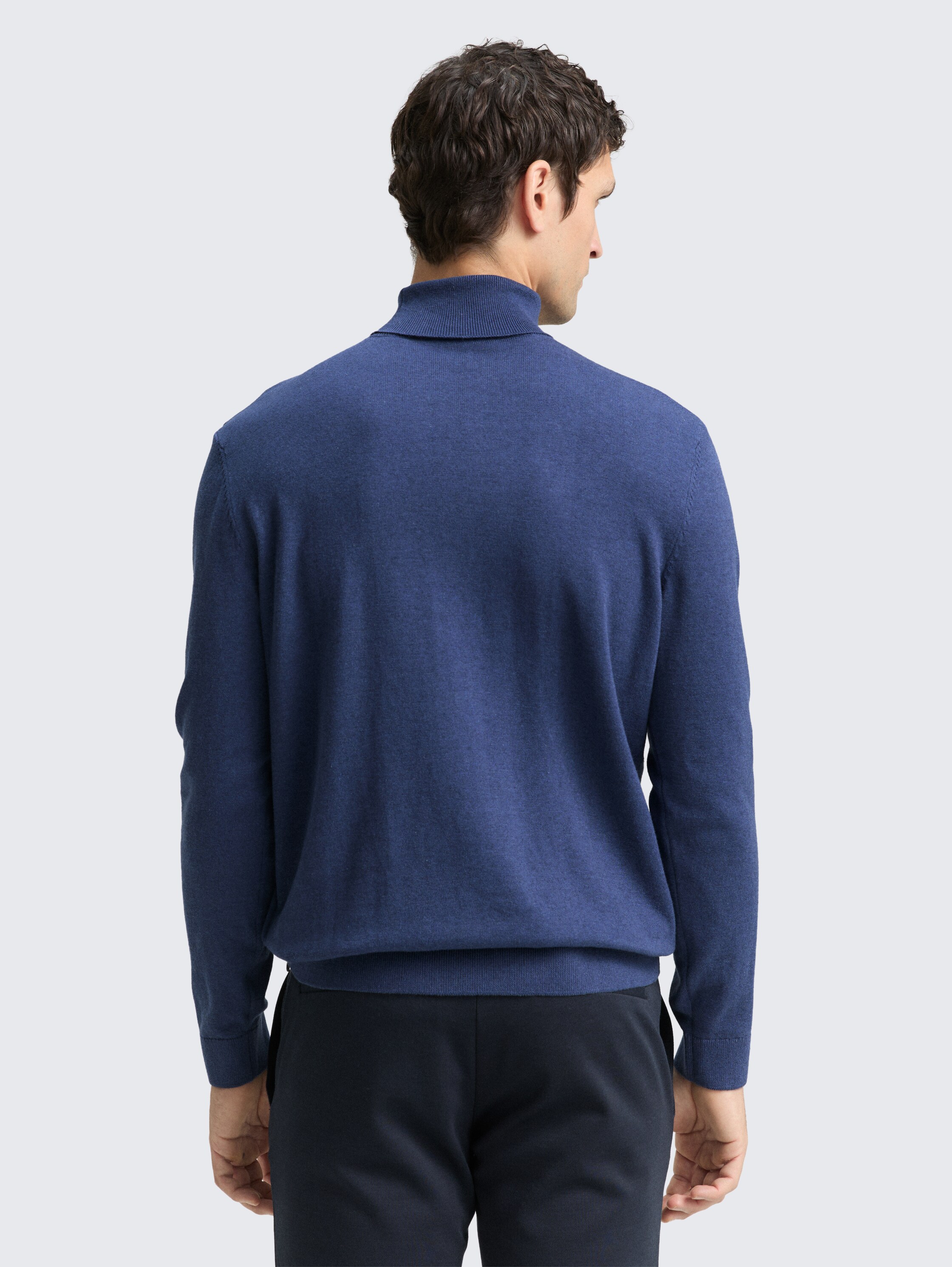 Rollkragenpullover aus Baumwolle - ocean_blue_melange - 