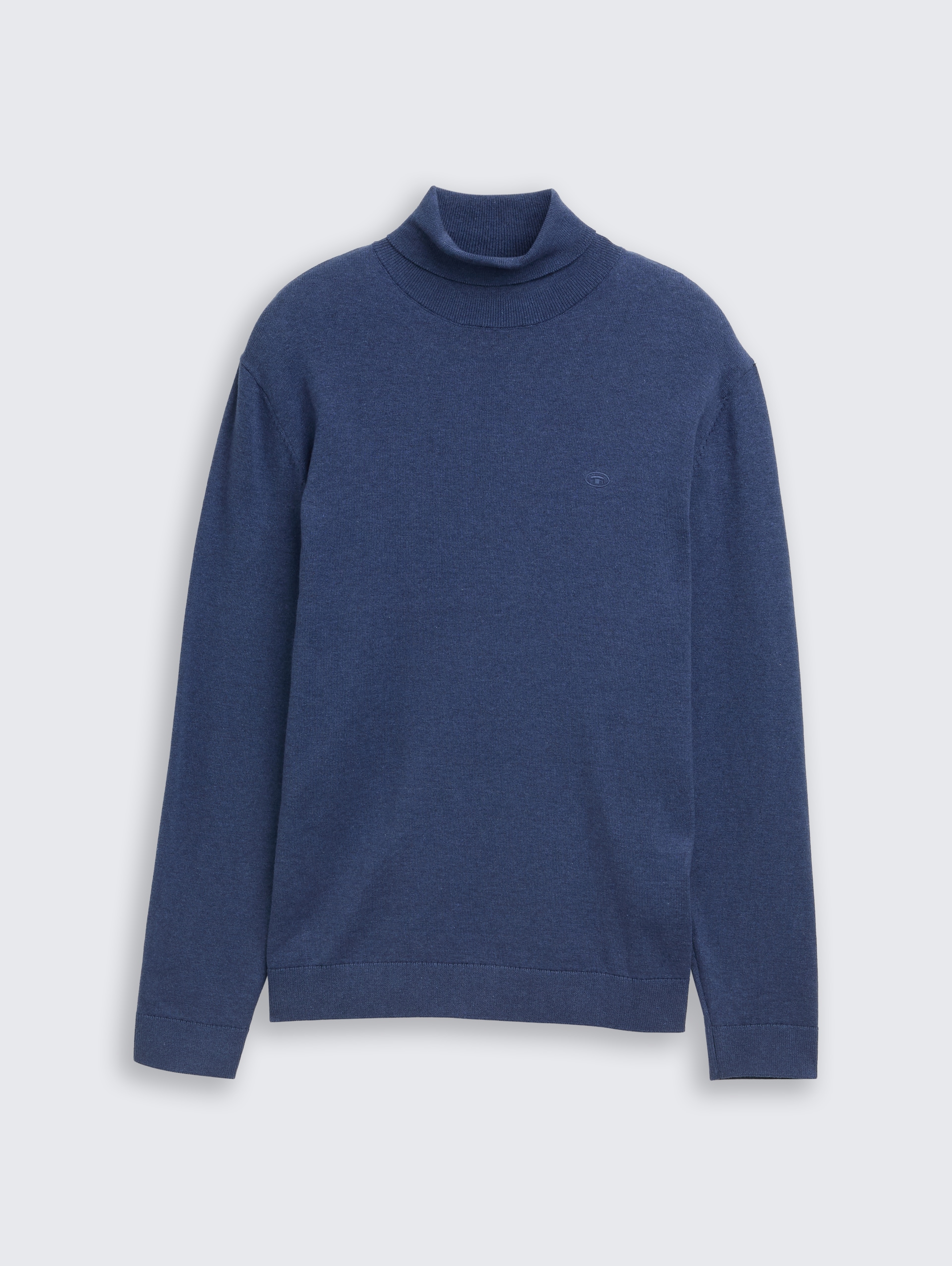Rollkragenpullover aus Baumwolle - ocean blue melange