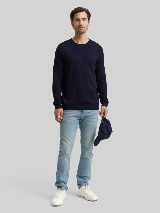 Strickpullover mit Kaschmir-Anteil von Men, Knitted Navy Melange