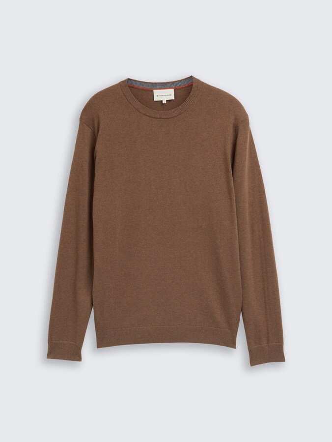 Pull en maille avec cachemire par Men, dark taupe melange