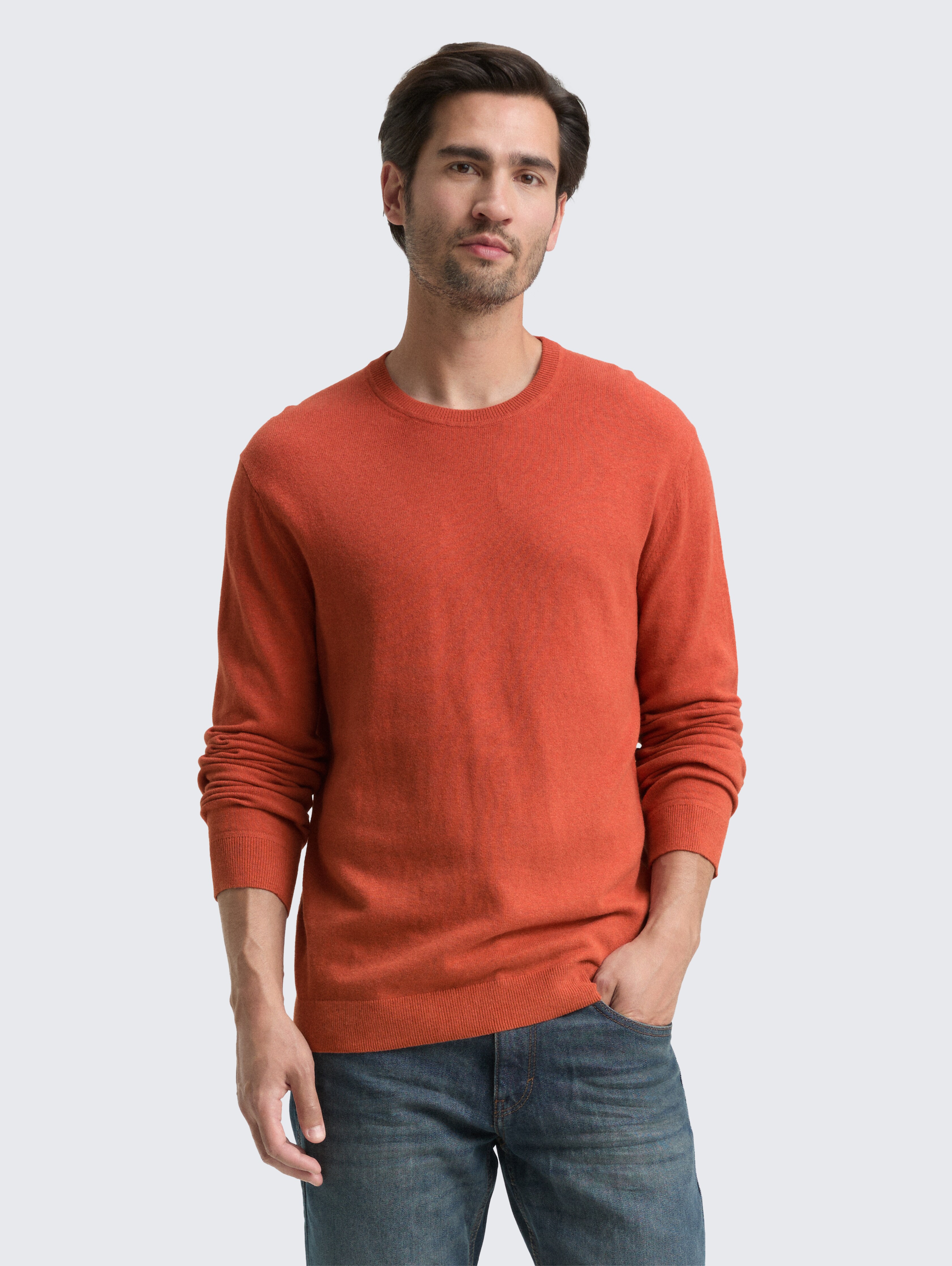 Strickpullover mit Kaschmir-Anteil von Men, rust red melange
