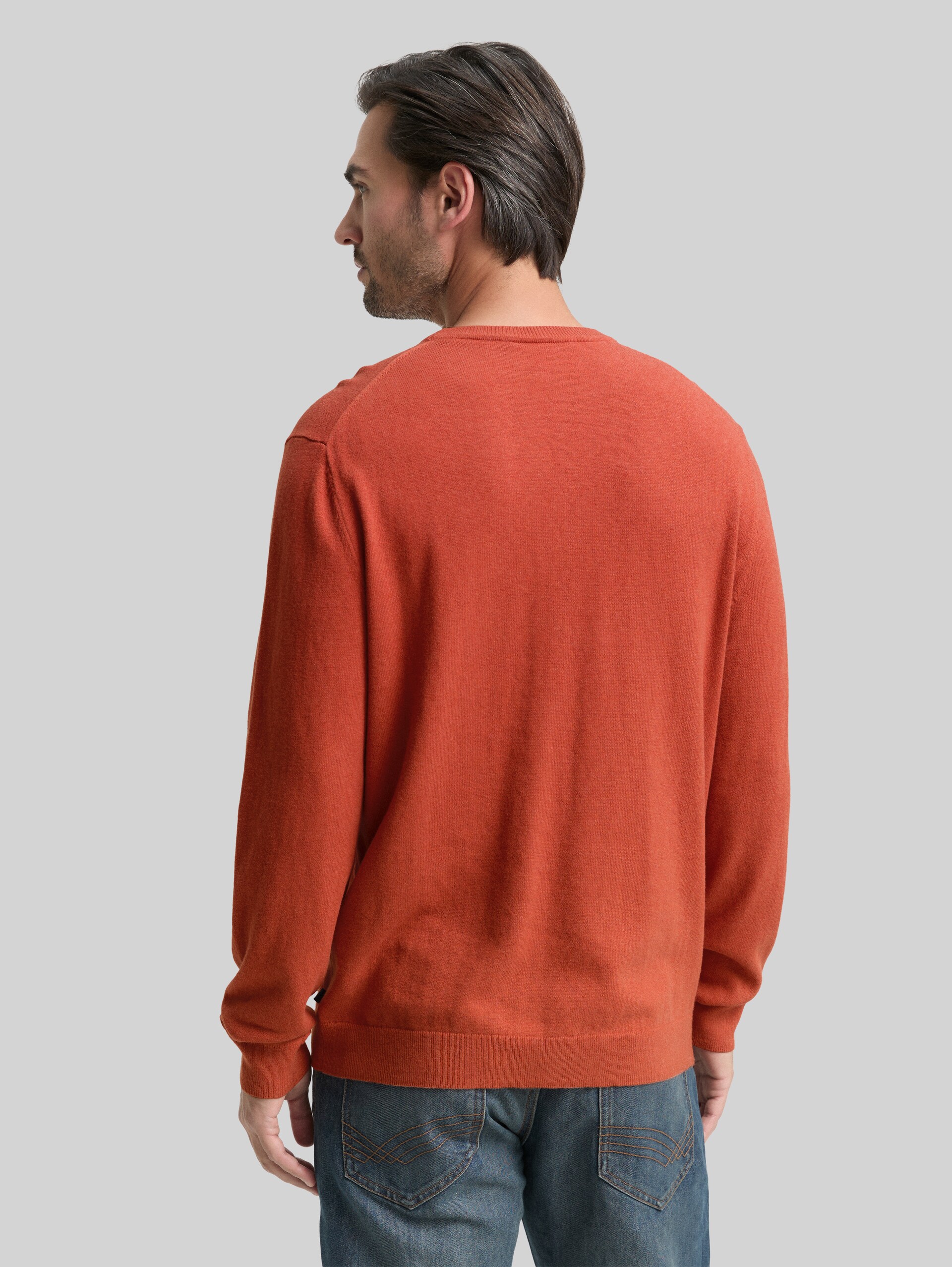 Knitted jumper with cashmere blend - rust red melange
