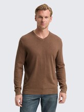 Pull en tricot avec cachemire - dark taupe melange - Découpe Vue de face du modèle