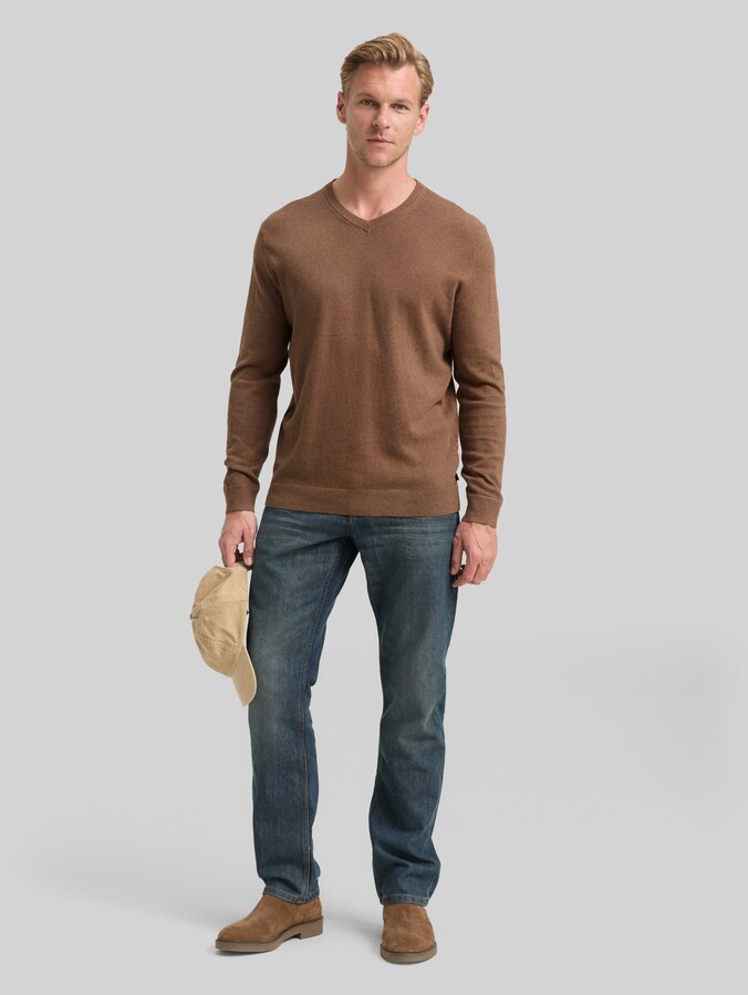 Strickpullover mit Kaschmir-Anteil von Men, dark taupe melange