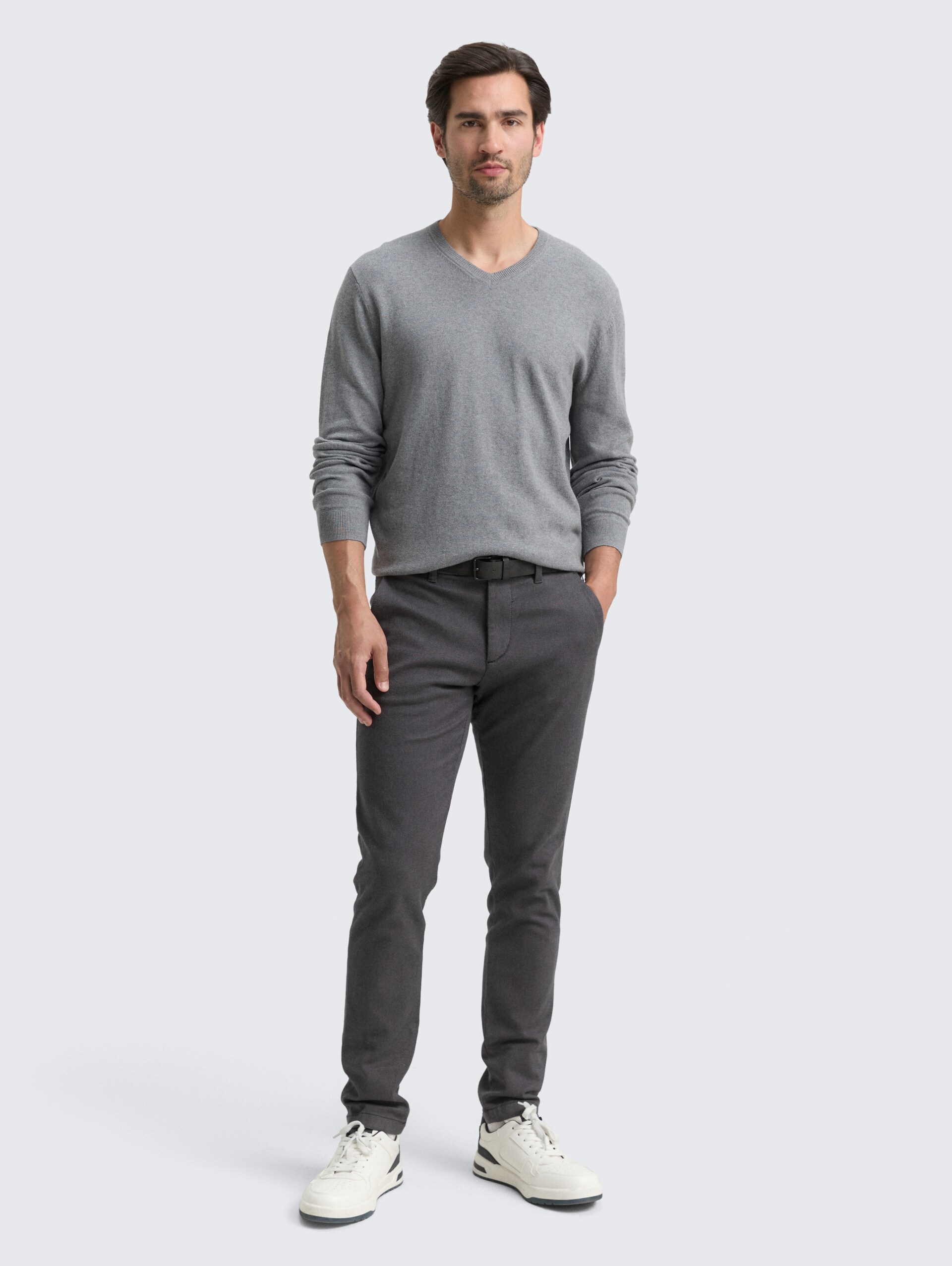 Strickpullover mit Kaschmir-Anteil - classic dark grey melange - Model-Vorderansicht