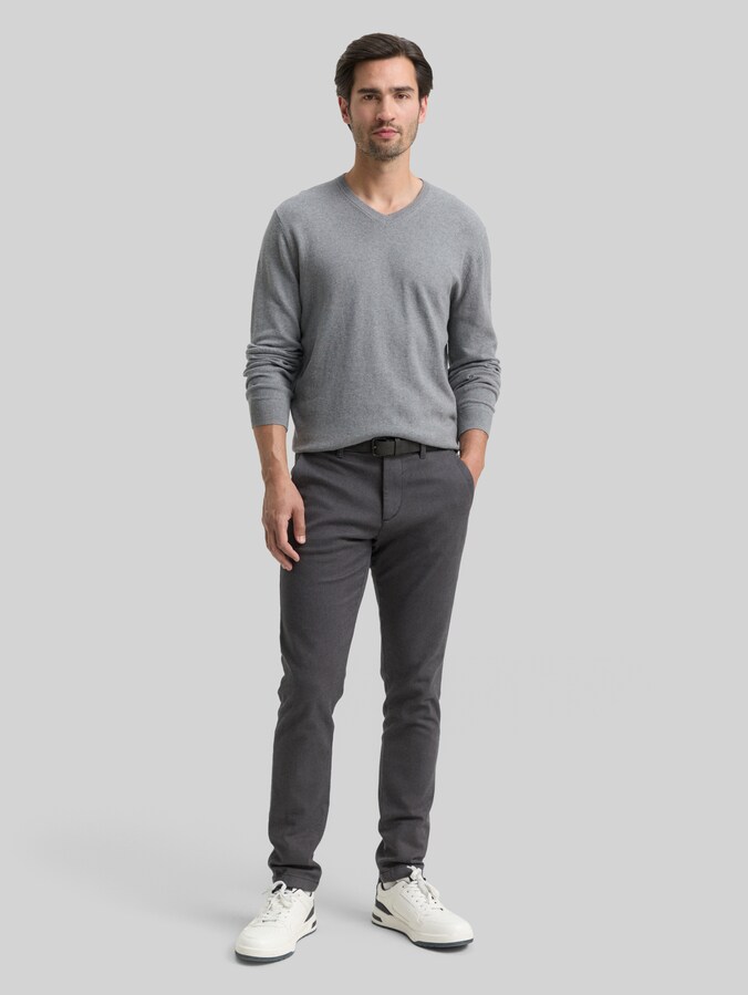 Gebreide trui met kasjmiermix door Men, classic dark grey melange