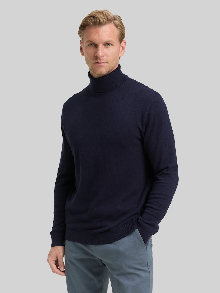 Rollkragenpullover mit Kaschmir-Anteil von Men, Knitted Navy Melange