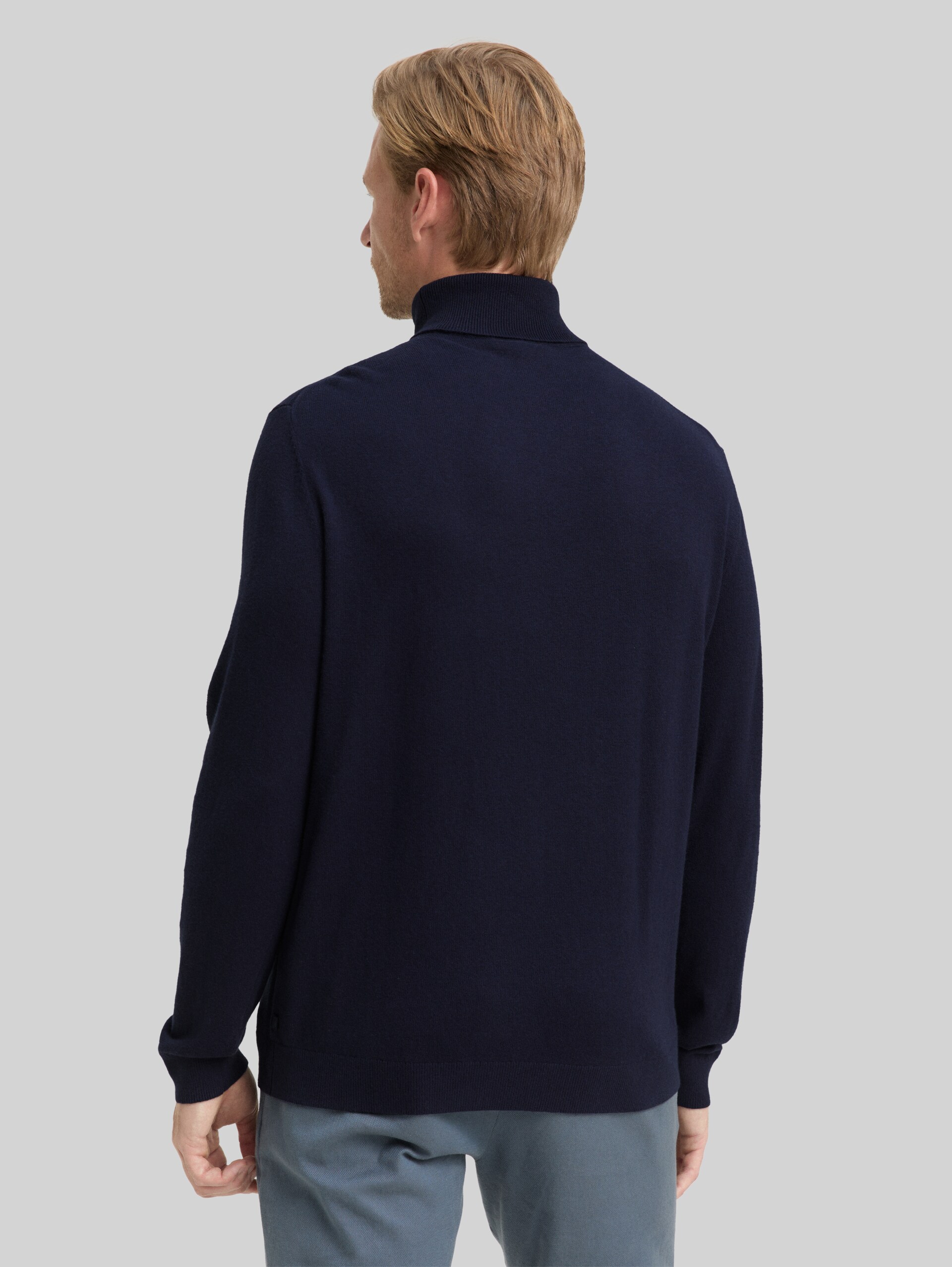 Turtleneck jumper with cashmere blend - Knitted Navy Melange