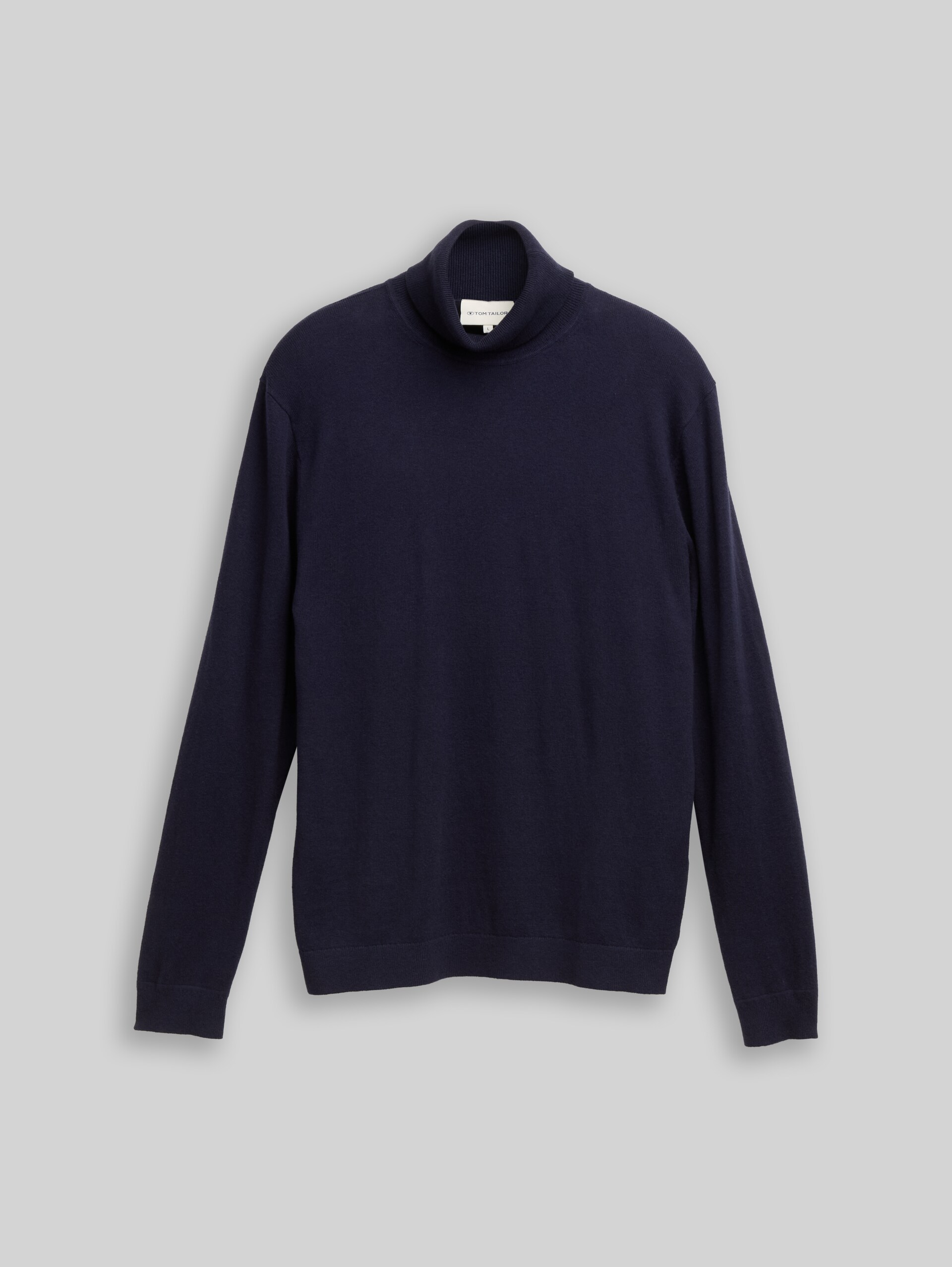 Turtleneck jumper with cashmere blend - Knitted Navy Melange