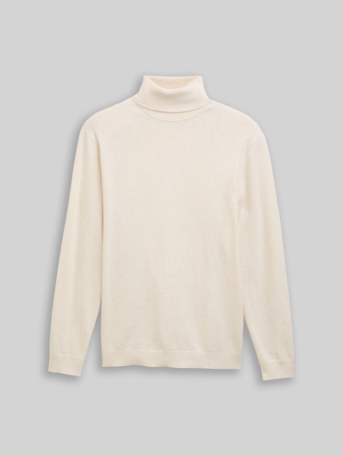 Rollkragenpullover mit Kaschmir-Anteil von Men, soft buttercream melange