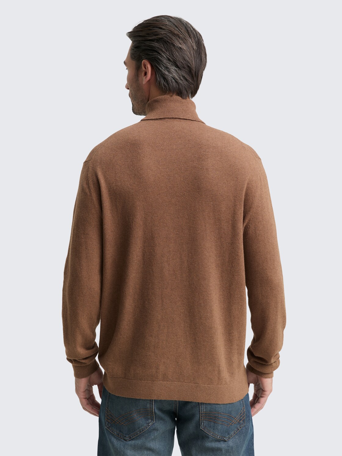 Rollkragenpullover mit Kaschmir-Anteil - dark taupe melange