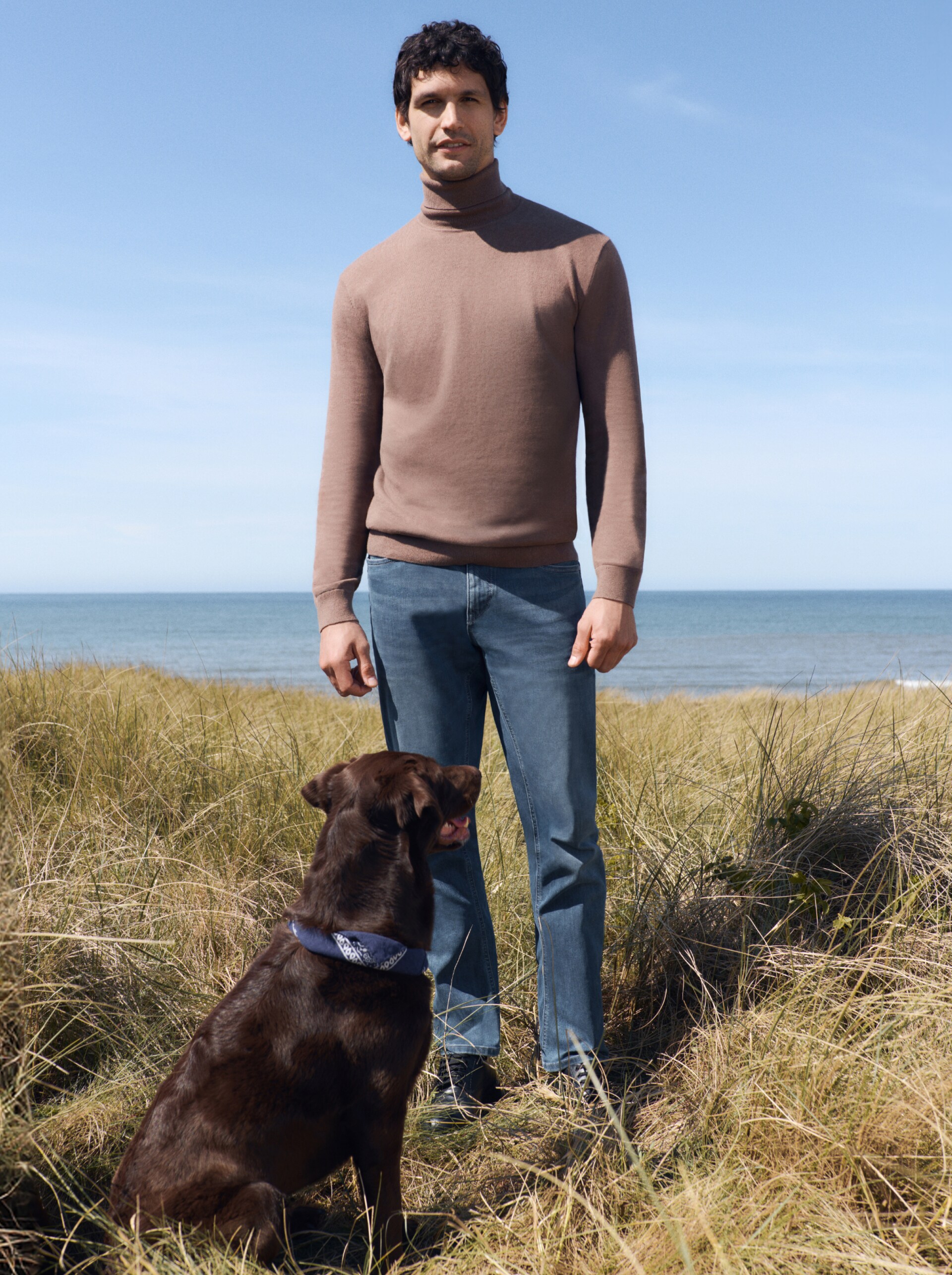 Rollkragenpullover mit Kaschmir-Anteil - dark taupe melange