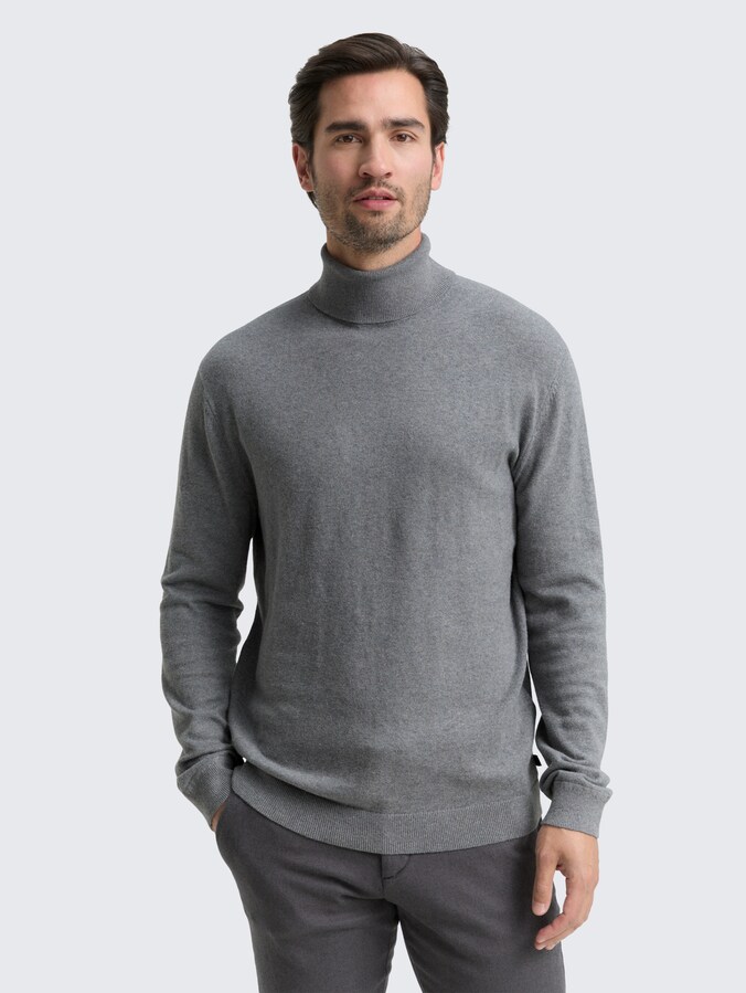 Rollkragenpullover mit Kaschmir-Anteil von Men, classic dark grey melange