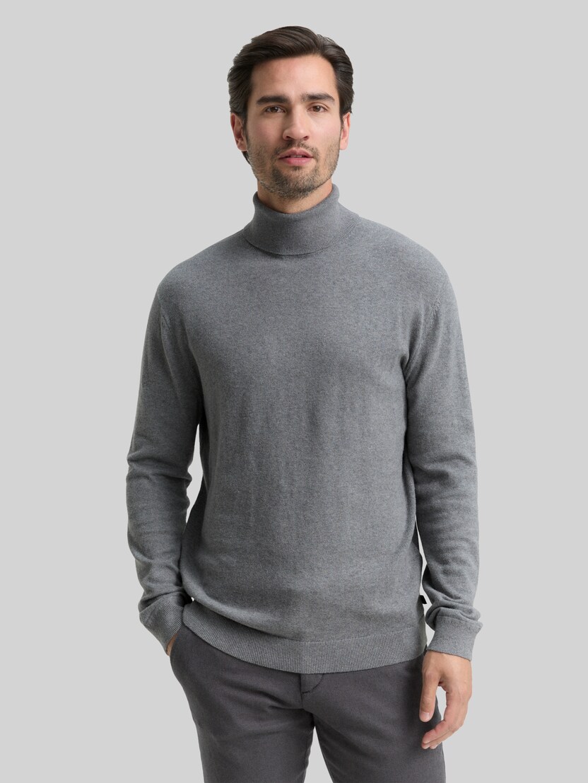 Rollkragenpullover mit Kaschmir-Anteil von Men, classic dark grey melange