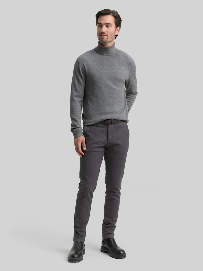 Turtleneck jumper with cashmere blend by Men, classic dark grey melange