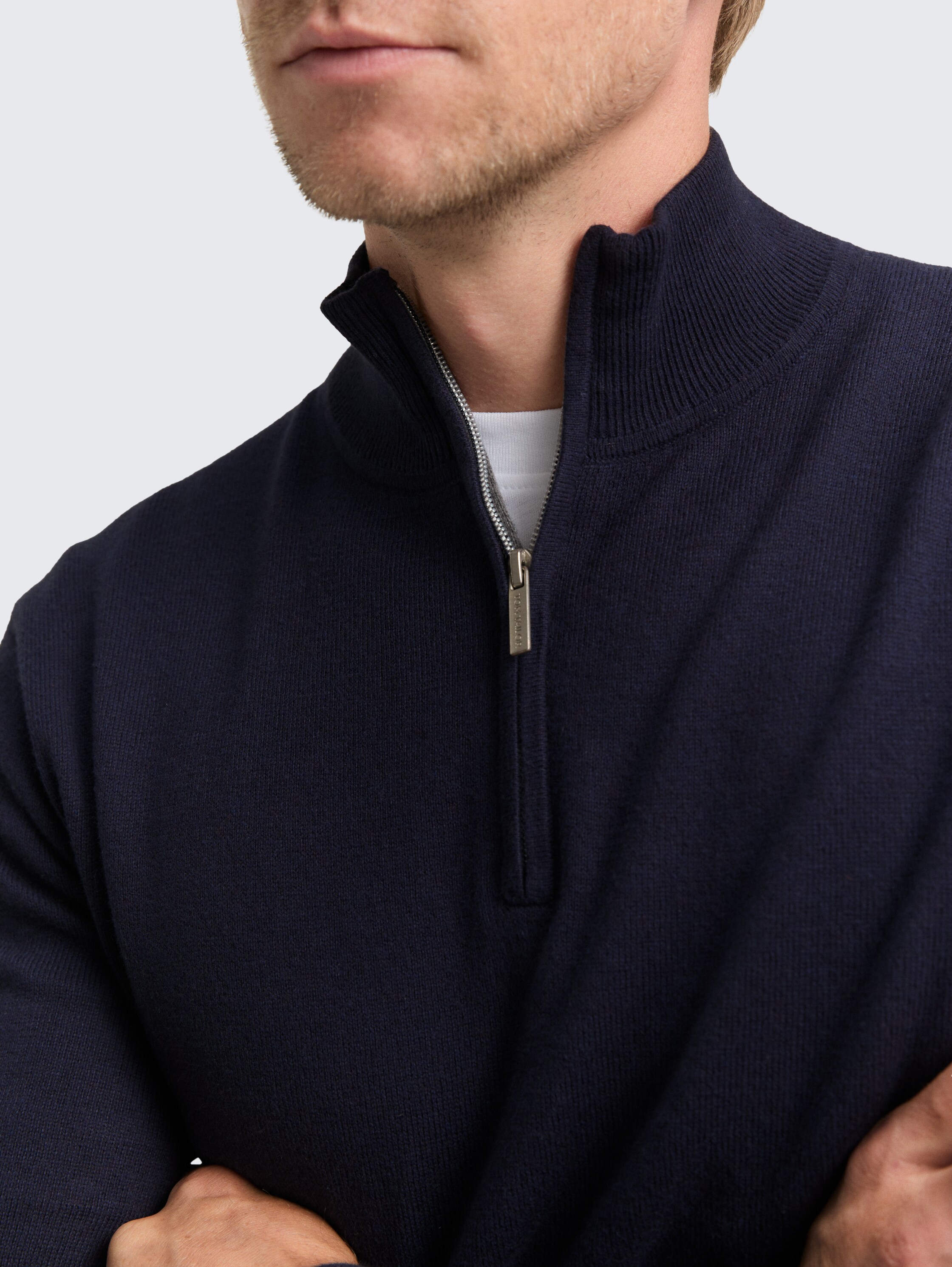 Troyer gebreide trui met kasjmier - knitted_navy_melange - 