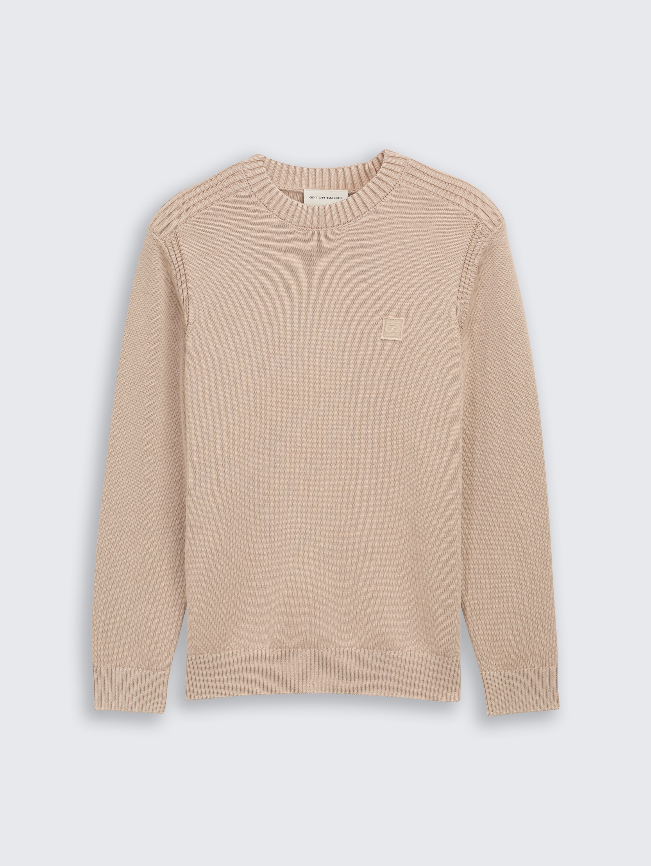 Washed-look knitted jumper made from cotton - light cashmere