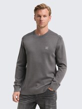 Strickpullover im Washed-Look aus Baumwolle - classic dark grey - Ausschnitt Model-Vorderansicht